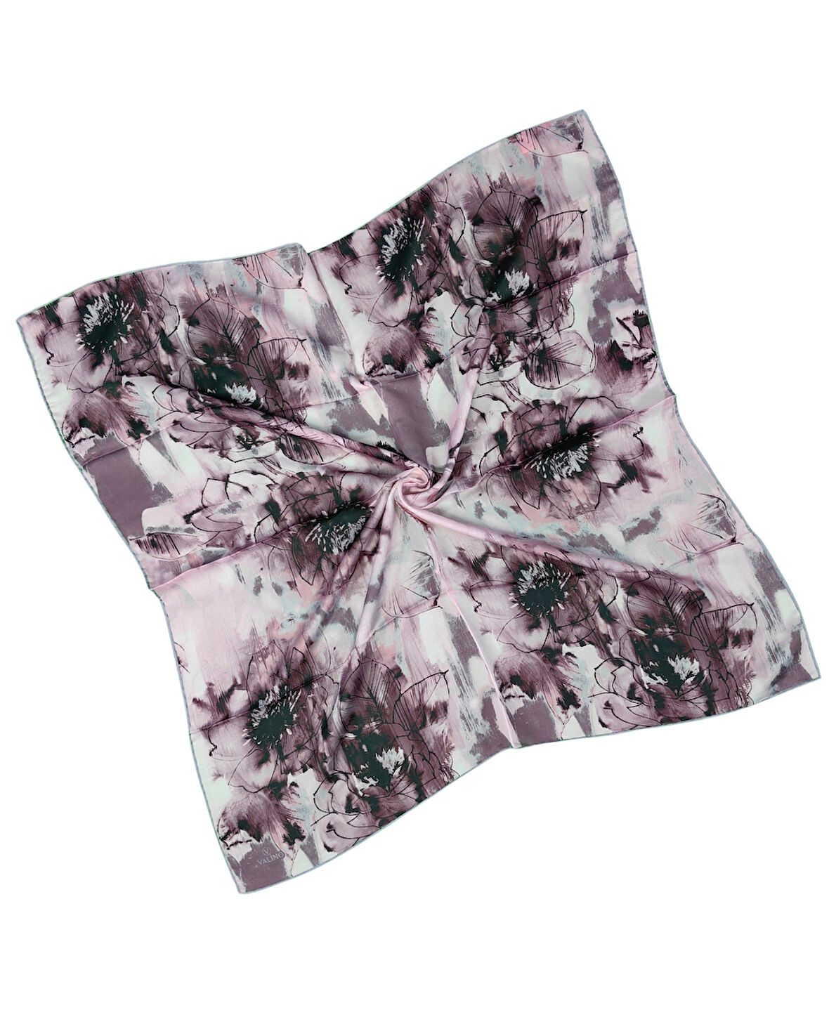 Valino Çiçek Desenli Şifon Eşarp – 90x90 cm