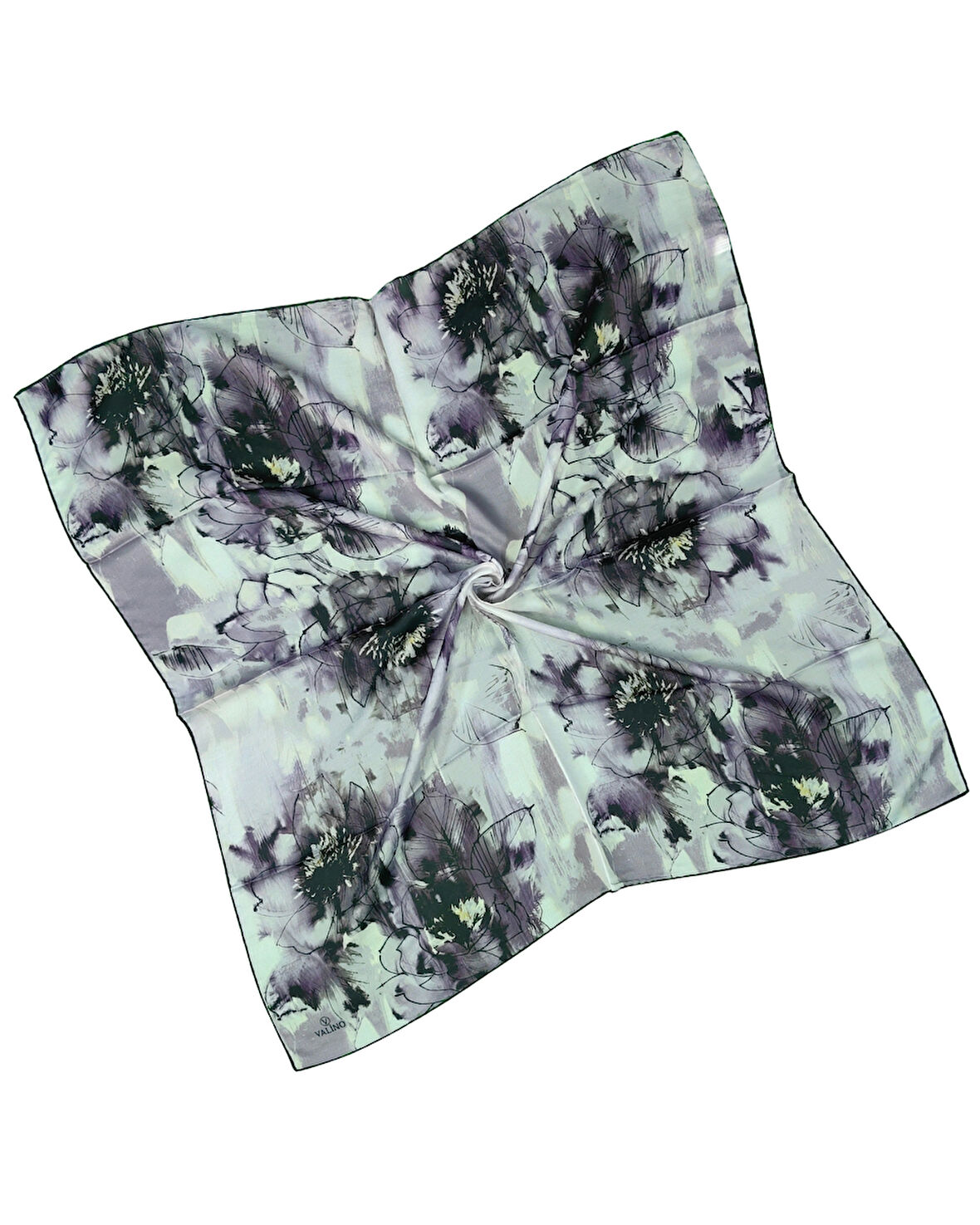 Valino Çiçek Desenli Şifon Eşarp – 90x90 cm