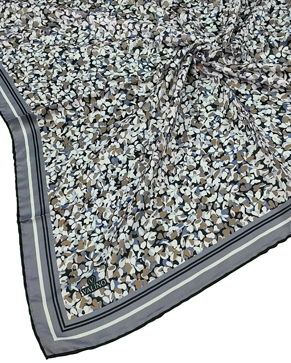 Valino Çiçek Desenli Şifon Eşarp – 90x90 cm