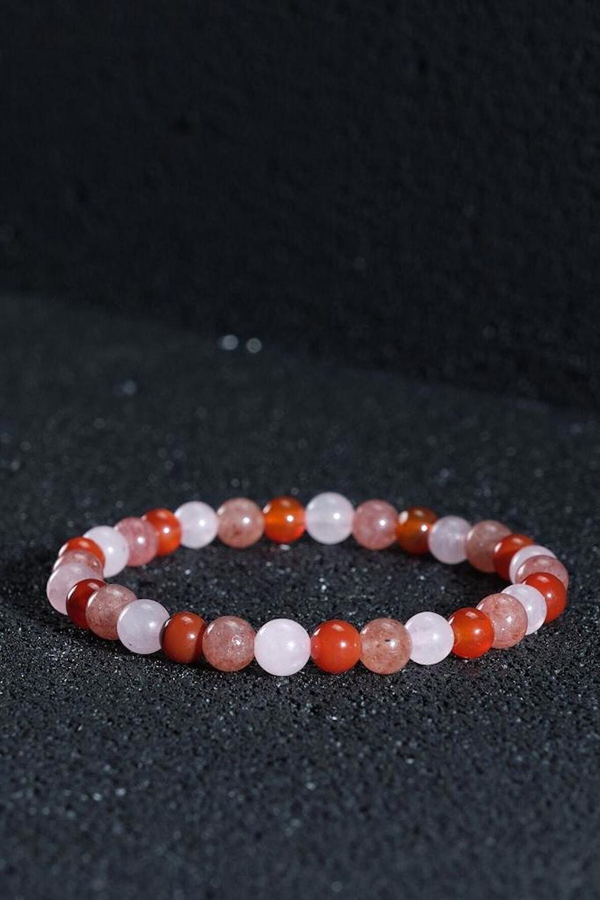 Sertifikalı Kadın Erkek Doğal Taş Bileklik Pembe Kuvars Çilek Kuvars Akik Taşı Sevgiliye Hediye