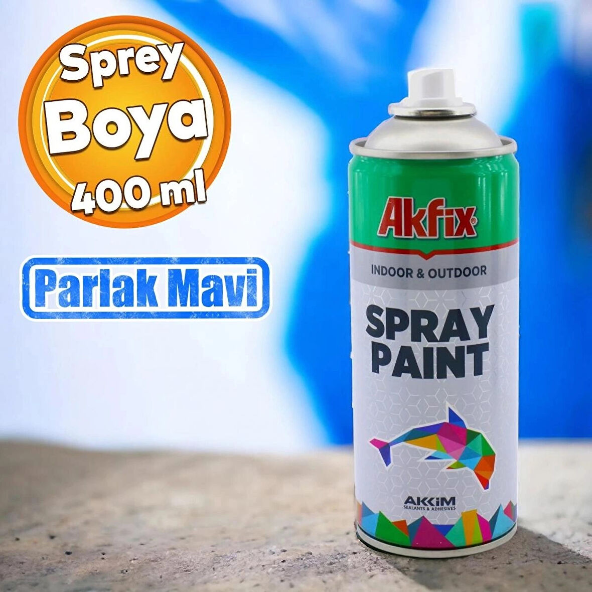 AKFİX PARLAK MAVİ SPREY BOYA 400 ML RAL:5017 ( 1 ADET)