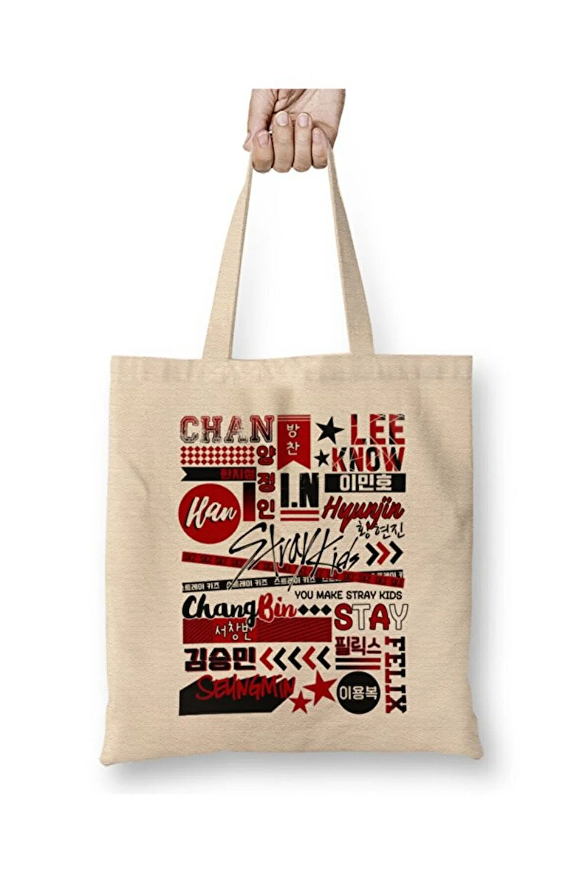 Stray Kids In Chibi Beyaz Bez Çanta Uzun Saplı Alışveriş Çantası Plaj Çantası