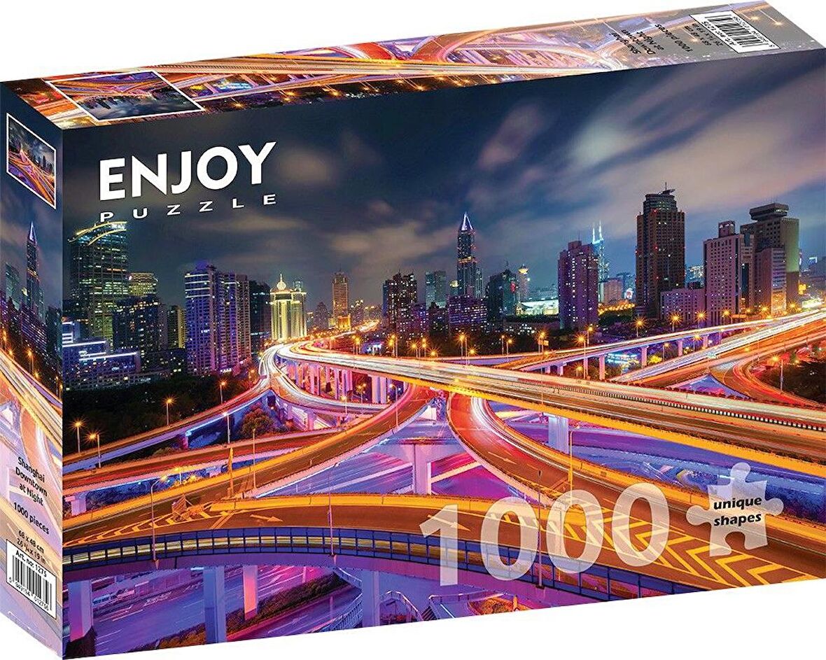 Enjoy Gece Şangay Şehir Merkezi 14+ Yaş Küçük Boy Puzzle 1000 Parça