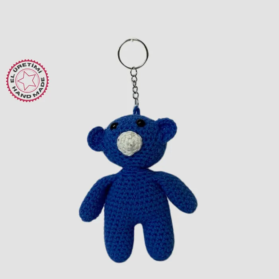 Uretti - Birsen 2552 - El Yapımı Amigurumi Sevimli Ayı Anahtarlık - Mavi