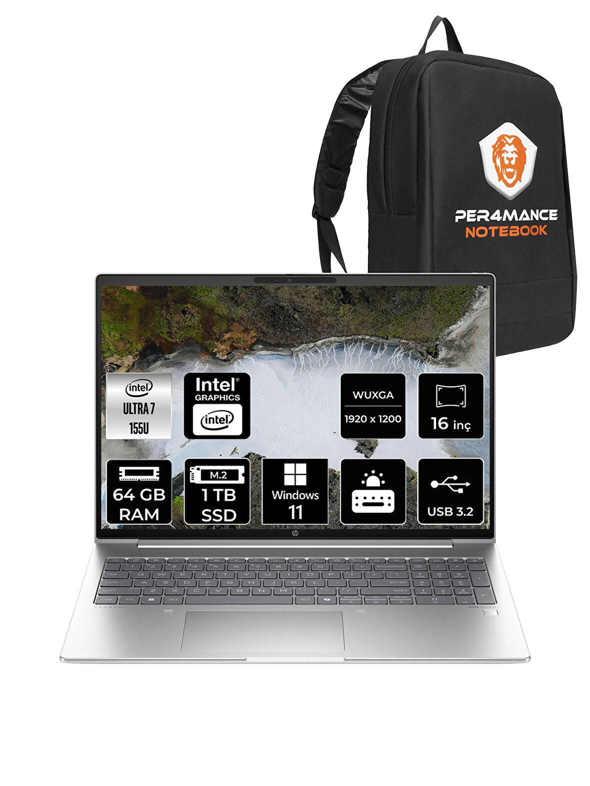 HP ProBook 460 İntel Core Ultra 7 155U 64GB 1TB SSD 16'' WUXGA W11P A23BCEA & PER4 ÇANTA