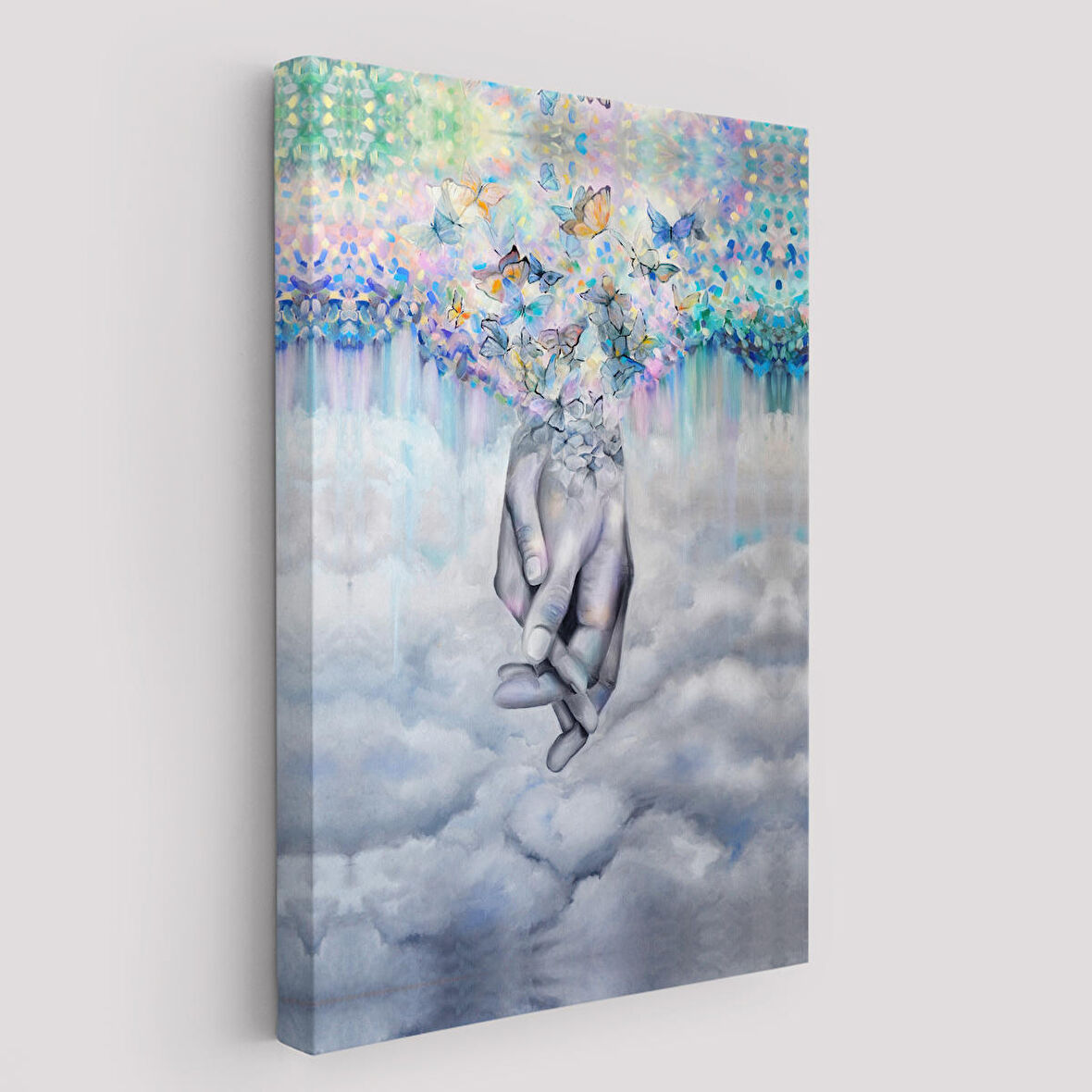 Sürrealist Kadın Ve Erkek Elleri Yağlıboya Görünüm Dekoratif Kanvas Duvar Tablosu-5951