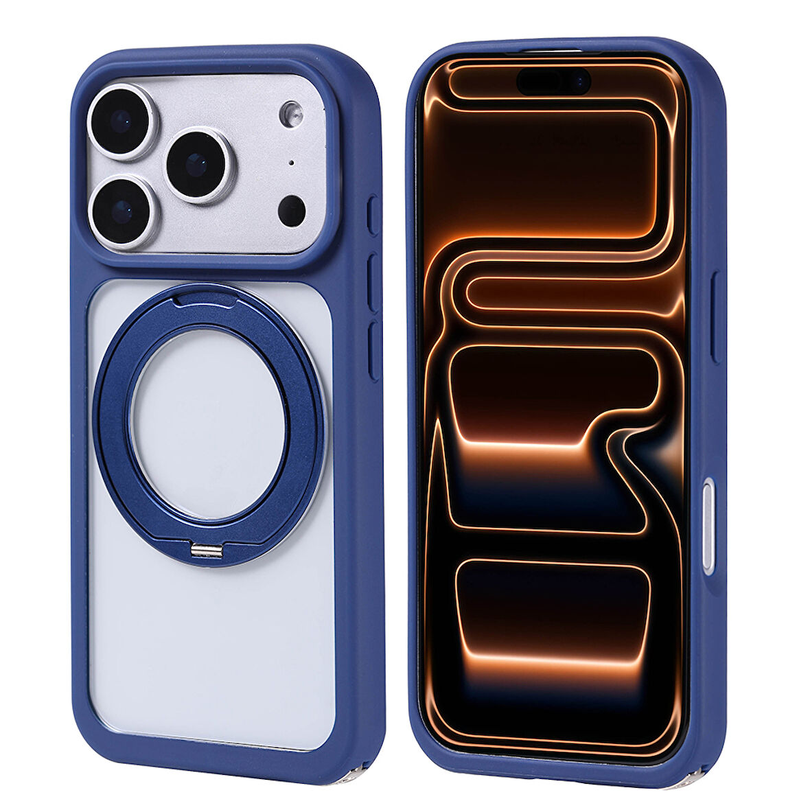 iPhone 17 Pro Max Kılıf M-Safe Şarj Özellikli Standlı Piza Silikon Kapak