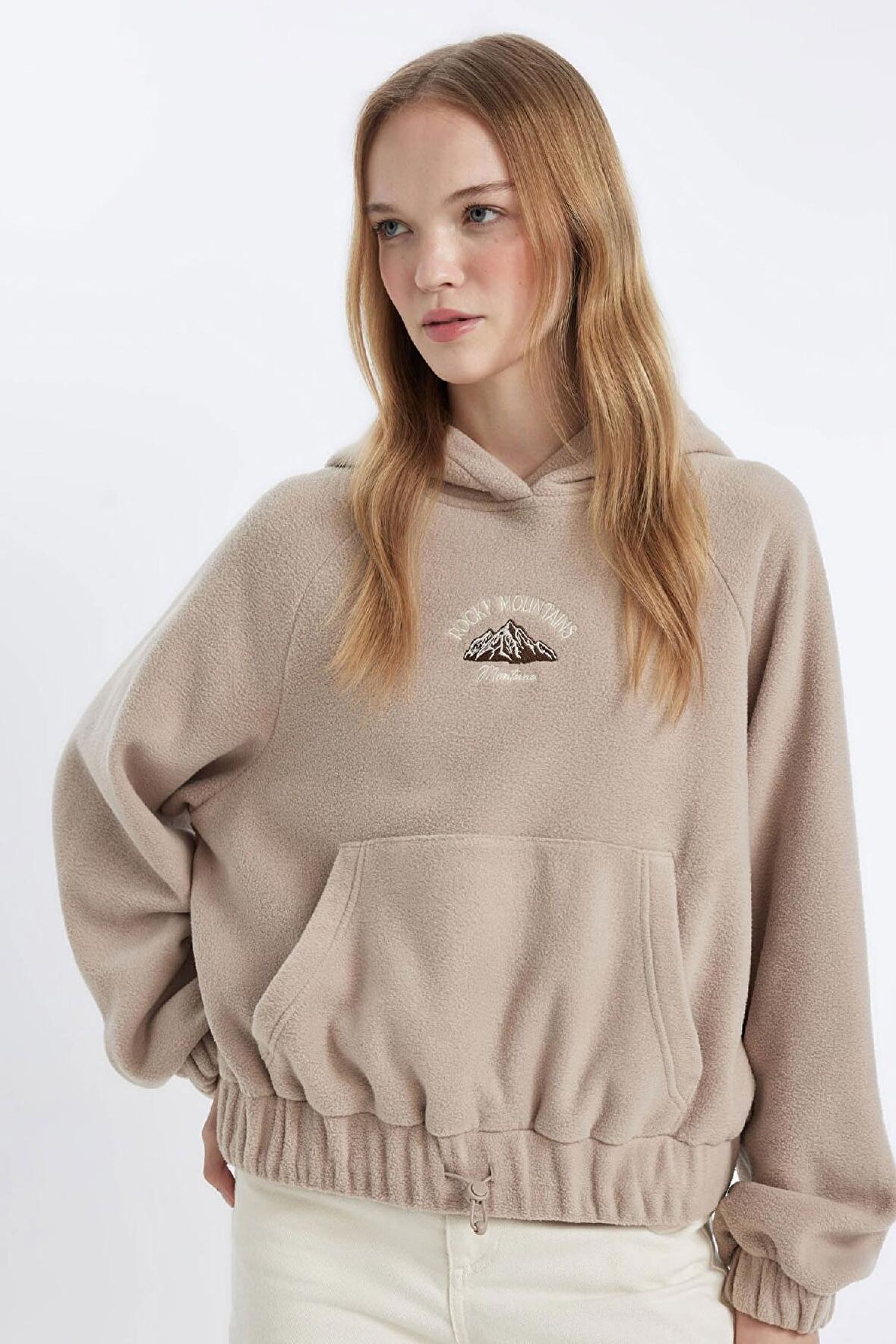 Yılbaşı Temalı Coool Loose Fit Slogan Desenli Polar Sweatshirt