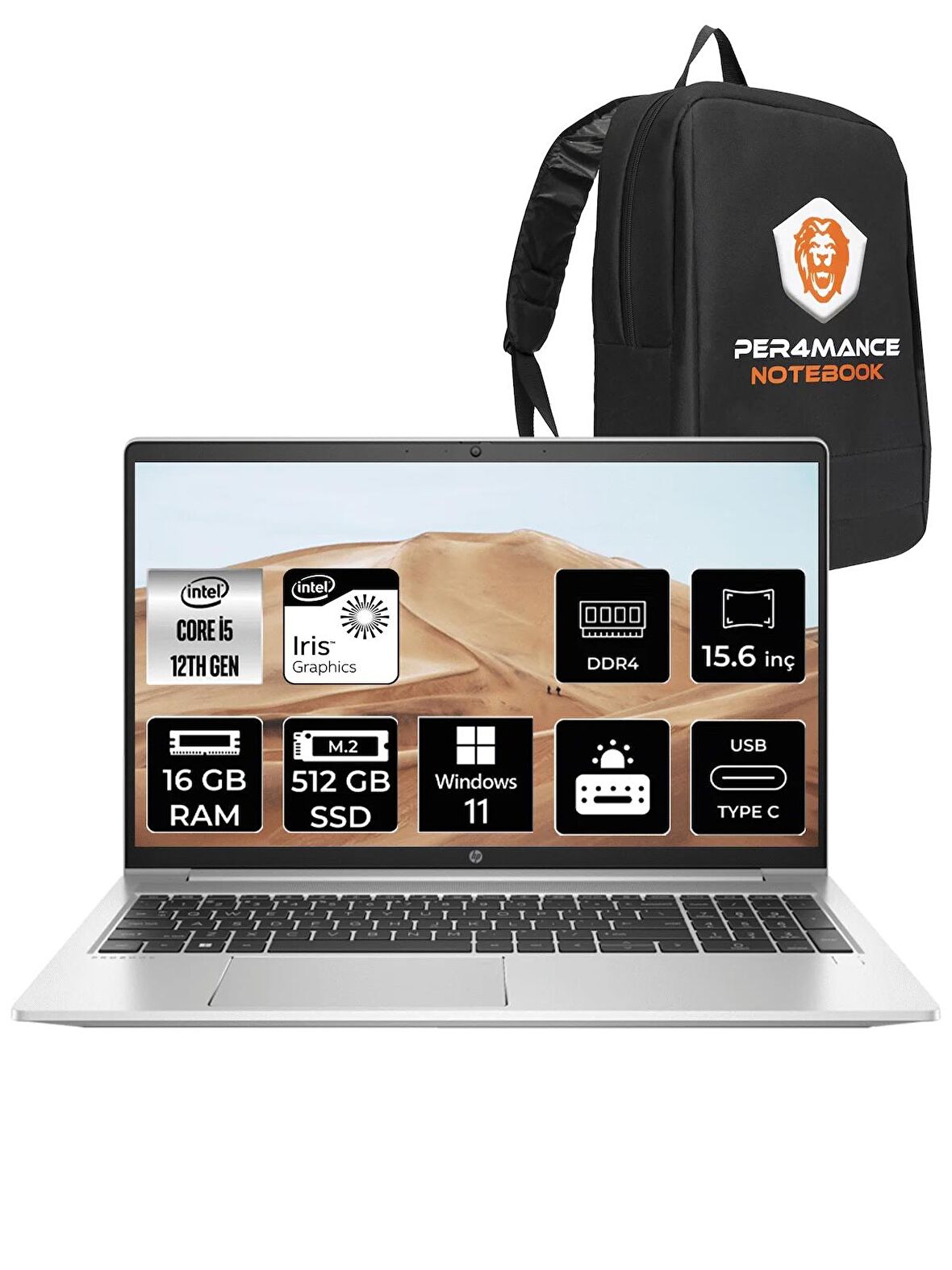 HP Probook 450 G9 i5 1235U 16GB 512GB SSD FDOS 15.6" FHD W11HOME 6A178EA & PER4 ÇANTA