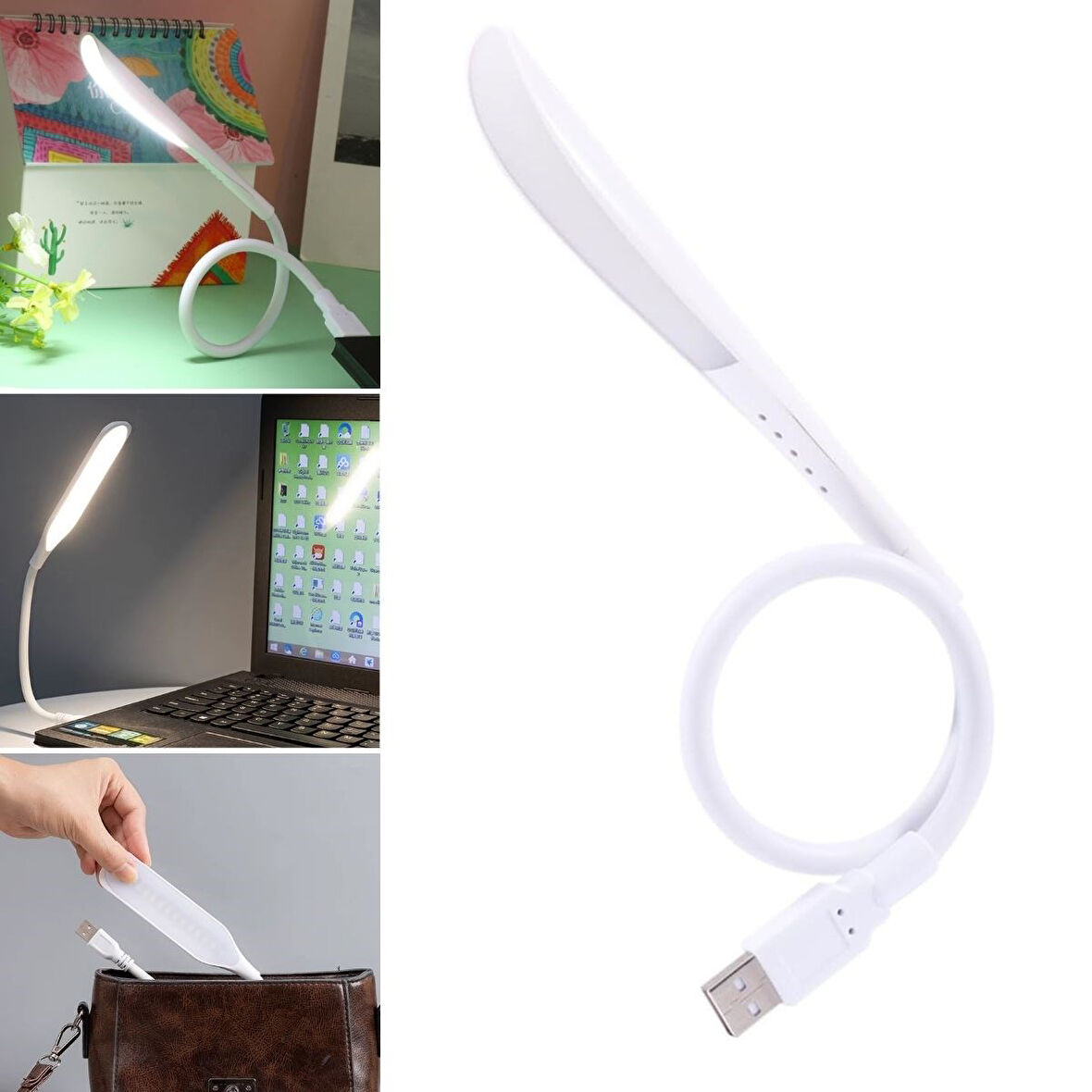 CELİK AVM® USB Girişli 14 Ledli 3 Kademeli Dokunmatik Masa/Kitap Okuma Lambası Ledi Beyaz