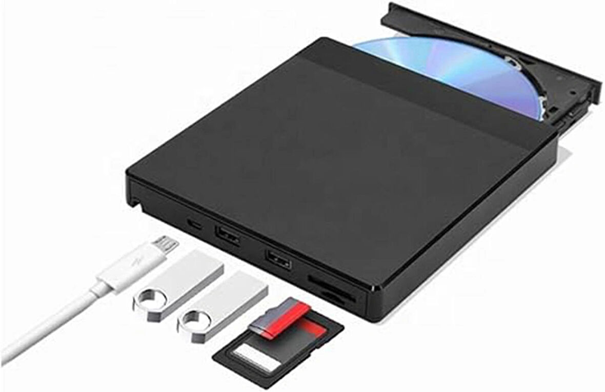 ShopFast Harici DVD-RW USB 3.0 +SD TF Kart Okuyucu +3.0 USB Hub Taşınabilir Cd Dvd Yazıcı