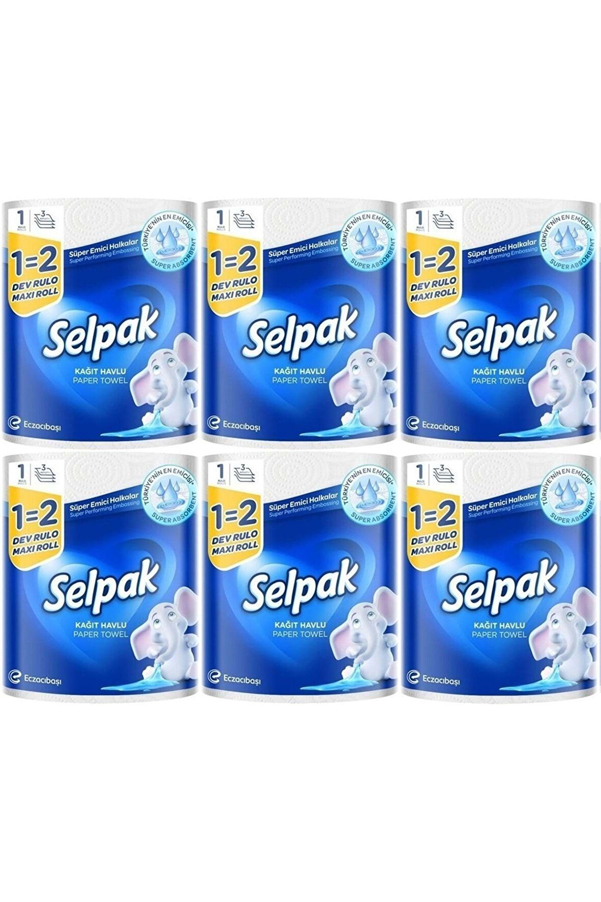 Selpak Dev Rulo Havlu 3 Katlı x 6 Adet