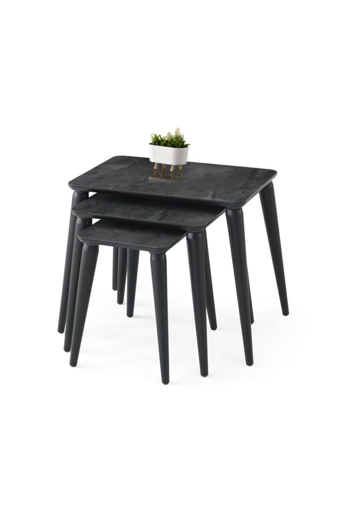 Arya High Gloss Dikdörtgen 3lü Zigon Sehpa