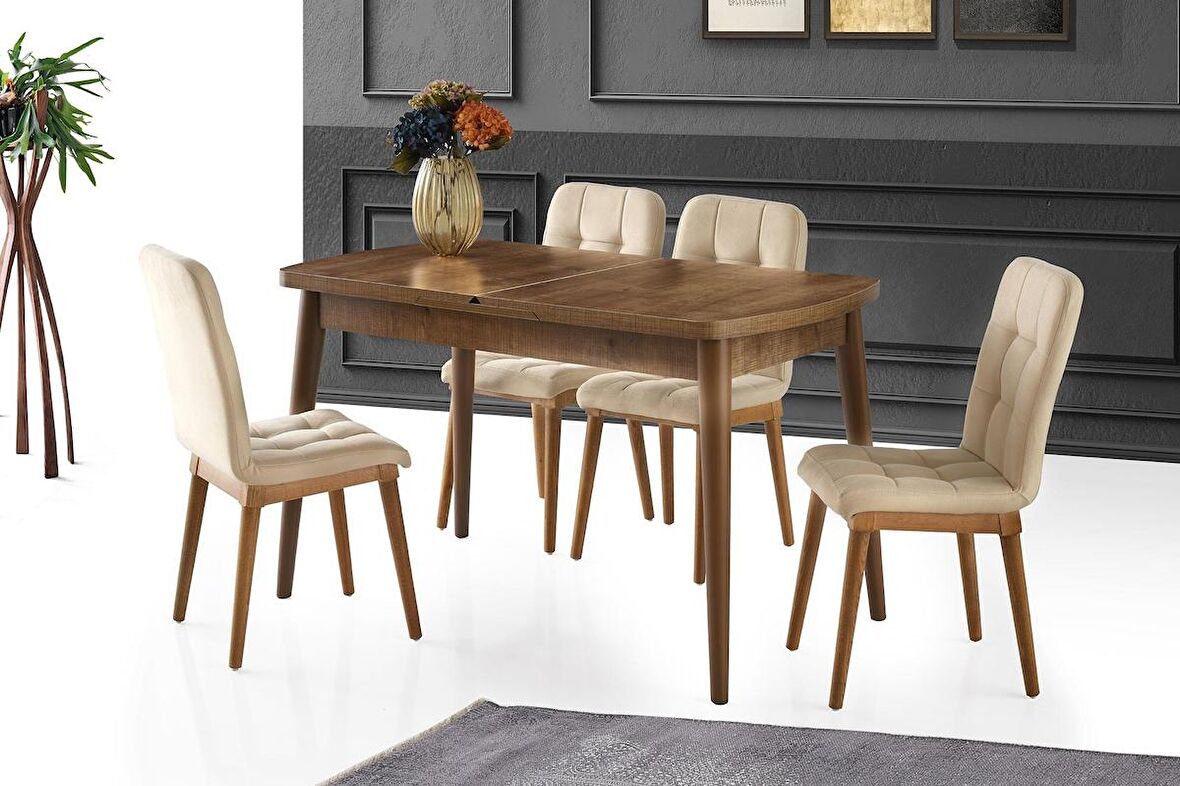 Kelebek Açılır Mdf Mutfak Masa Sandalye Takımı 75x130cm