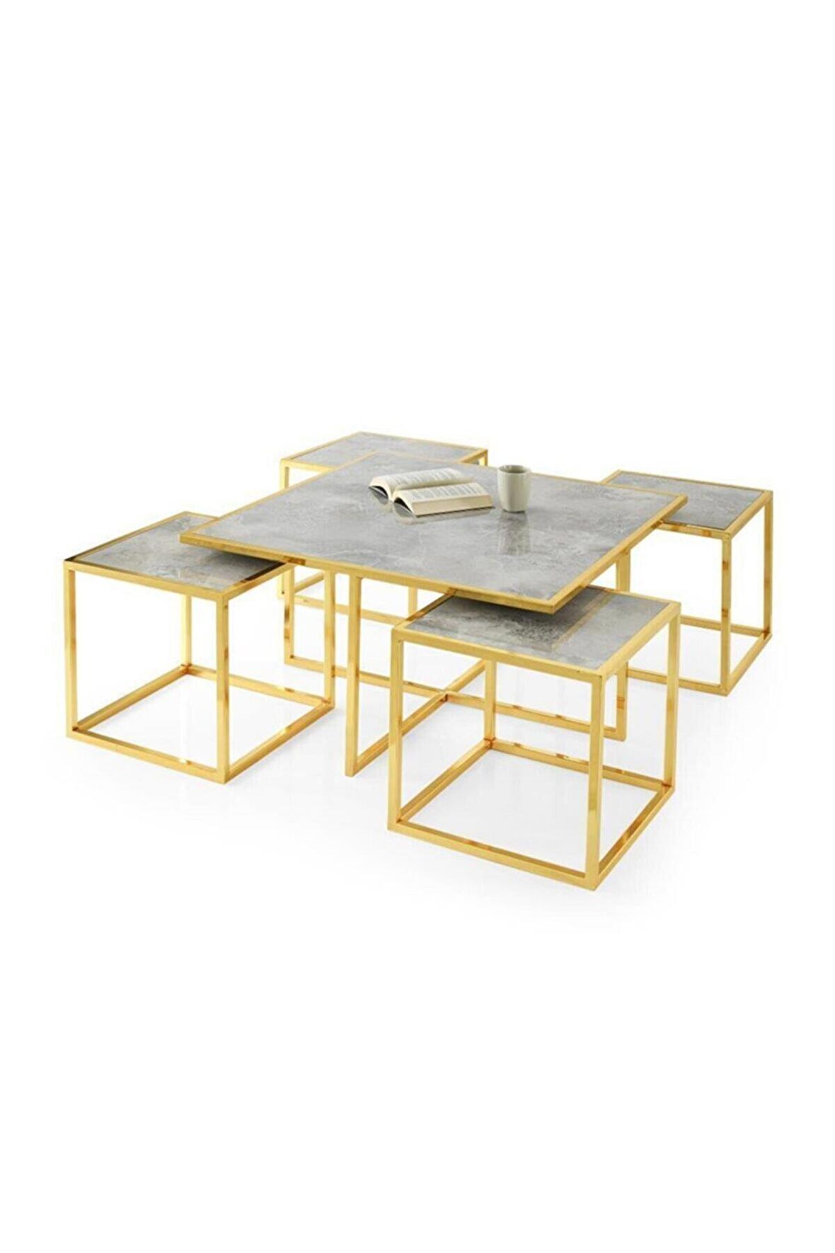 Kares 4 Zigonlu Orta Sehpa Metal Gold 90x90x47cm