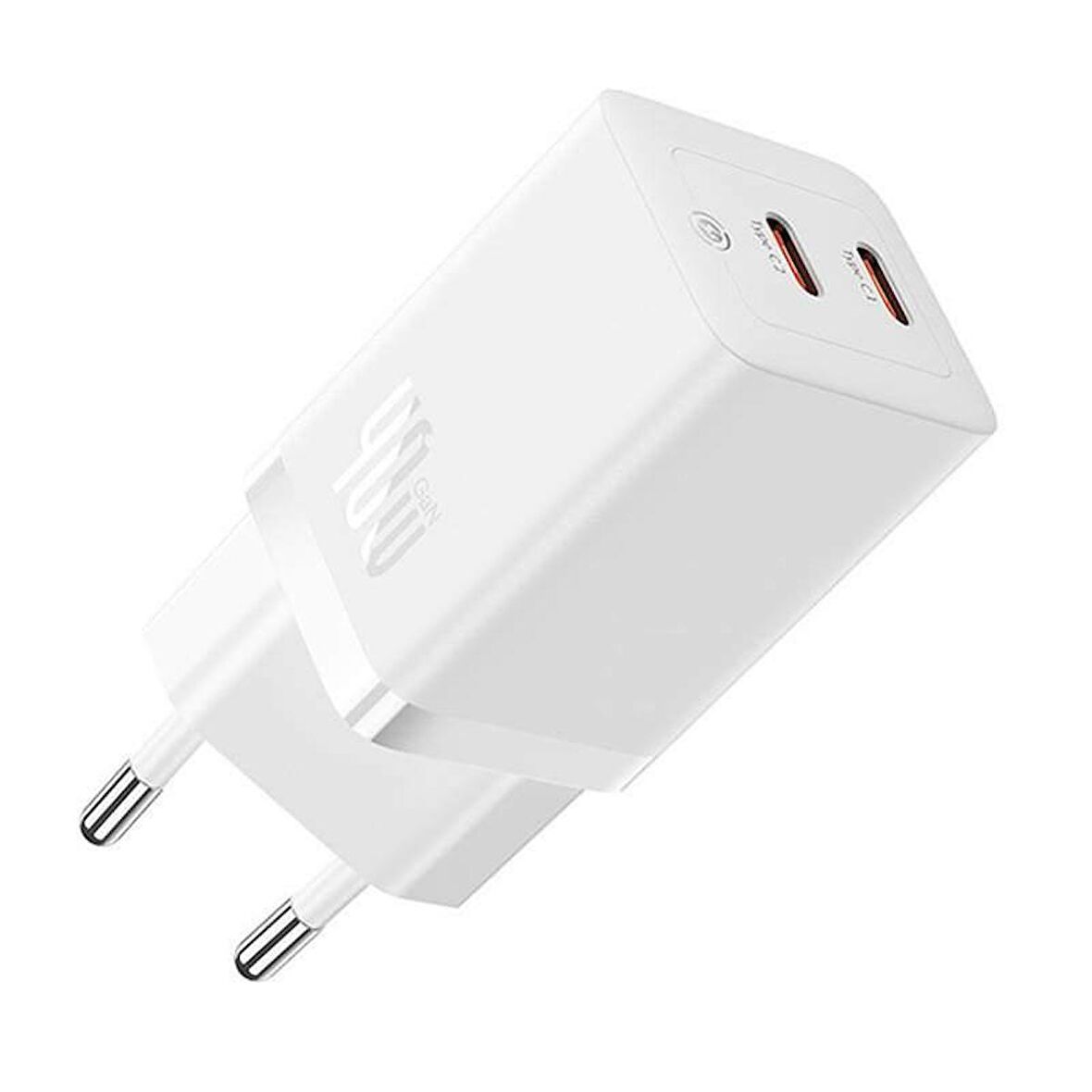 Baseus Süper Hızlı GAN 5 Pro Teknolojili 2x Type Girişli 40W Şarj Adaptörü, Akım ve Isı Korumalı Şarj Başlığı