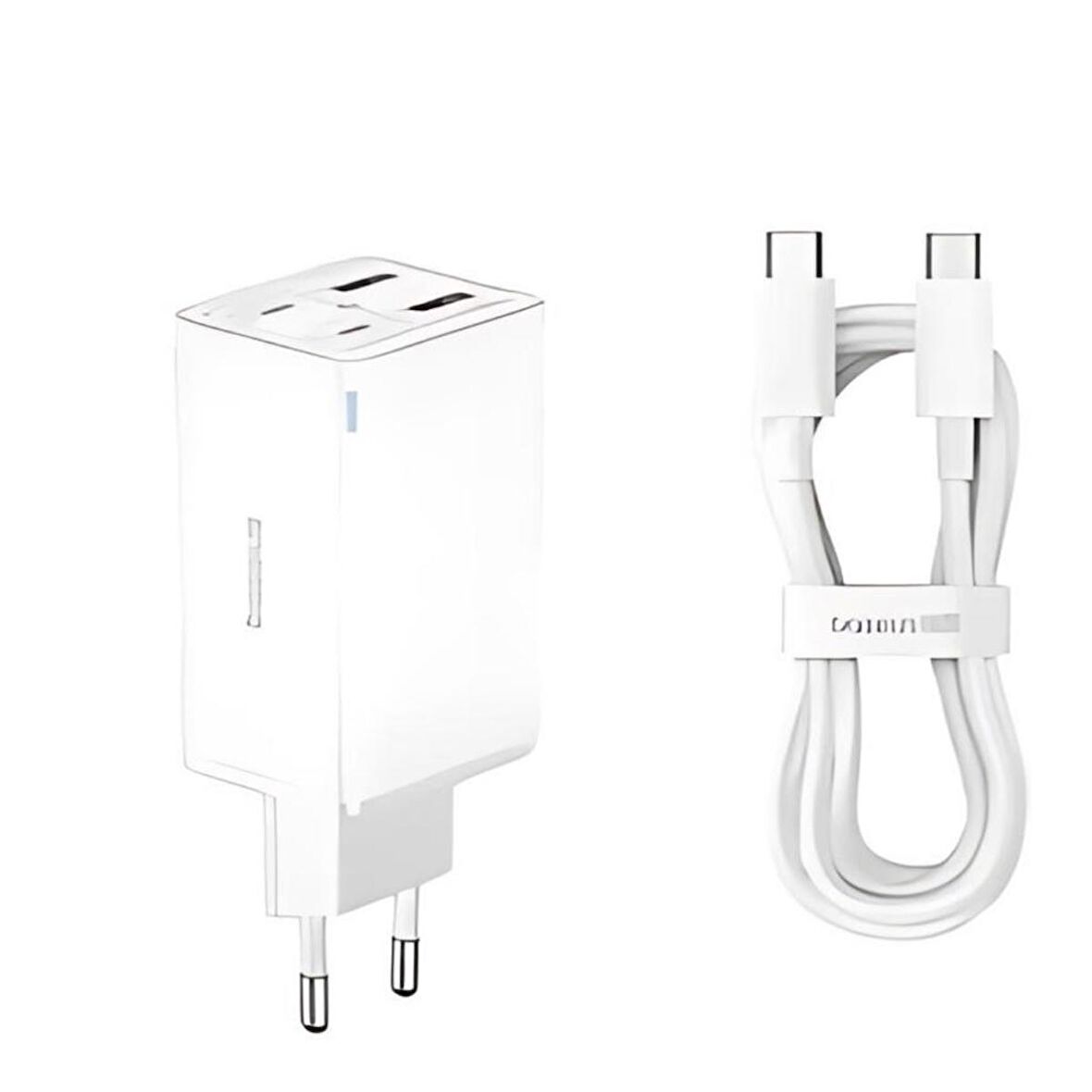 Baseus 4in1 GAN 6 Pro 65W 2x USB, 2x PD Type C Şarj Aleti, 1mt 100W Type C Kablolu Şarj Aleti, Voltaj Korumalı
