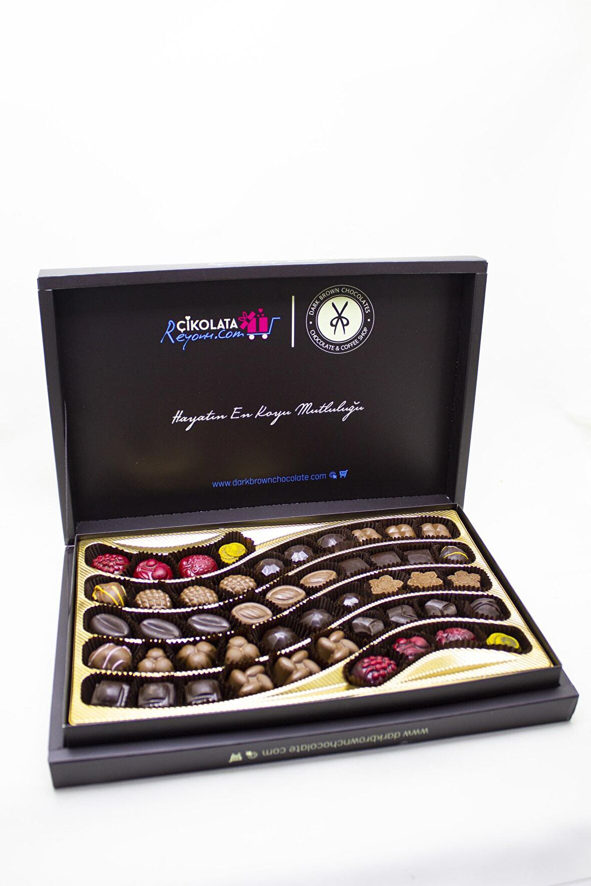 Dark Brown Hediyelik Çikolata 48 Adet Spesiyel Türüf Çikolata Kutusu Gerçek Çikolatadan