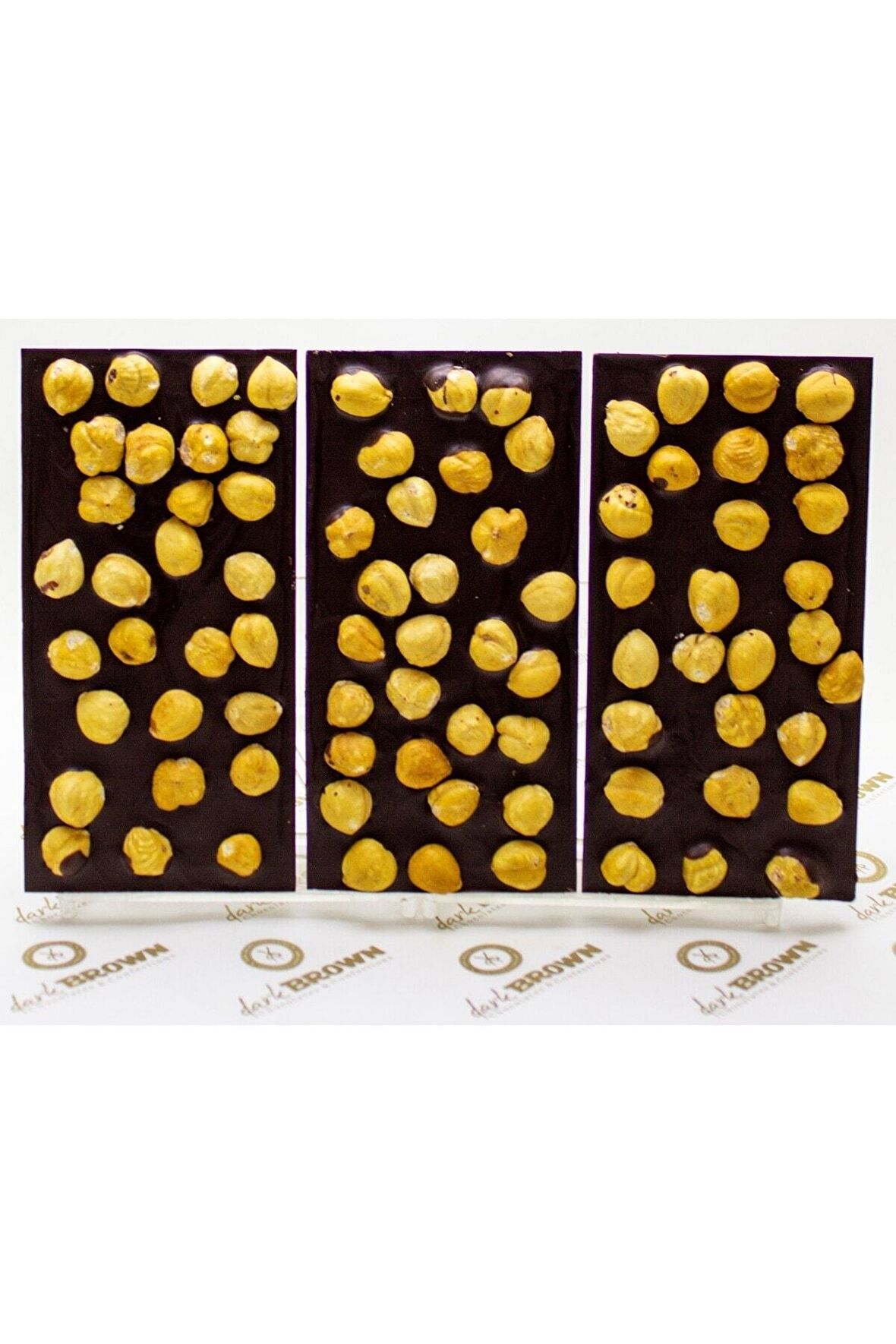 Dark Brown 3 Adet Fındıklı Bitter Tablet Çikolata El Yapımı Gerçek Bar Çikolata