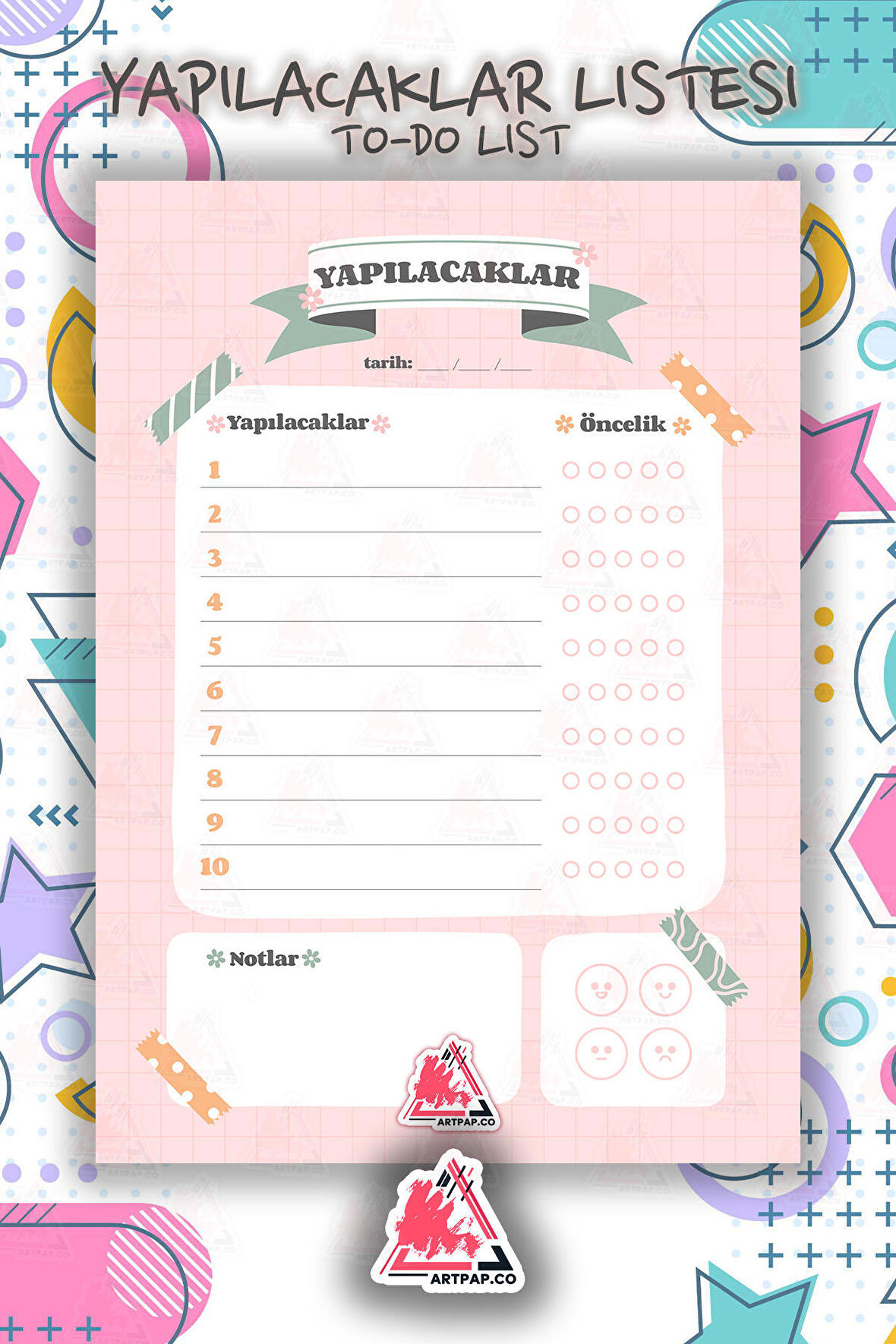 Yapılacaklar Listesi Planlayıcı | To Do List Planner, Haftalık Ajanda, Aylık Defter | A5 50Syf 