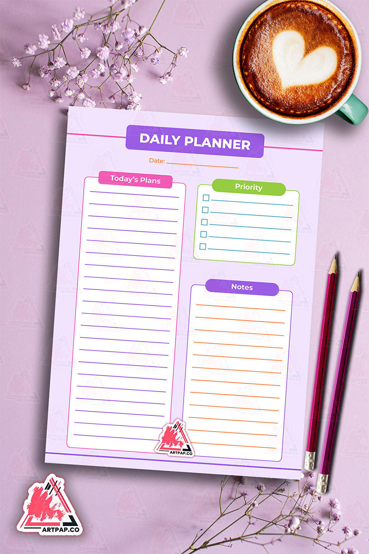 Daily Planner Note | Günlük Hatırlatıcı Planlayıcı, Haftalık Ajanda, Aylık Defter | A5 50Syf 15*21cm