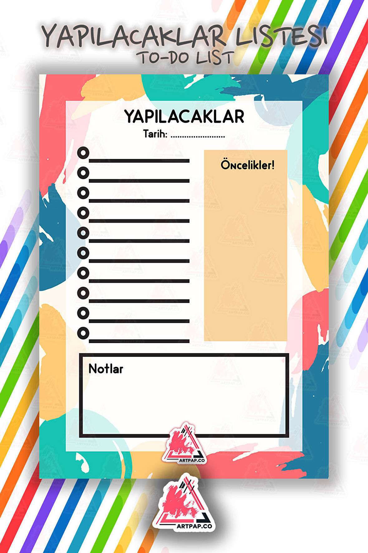 Yapılacaklar Listesi Planlayıcı | To Do List Planner, Günlük Hedef, Aylık Defter | A5 50Syf 
