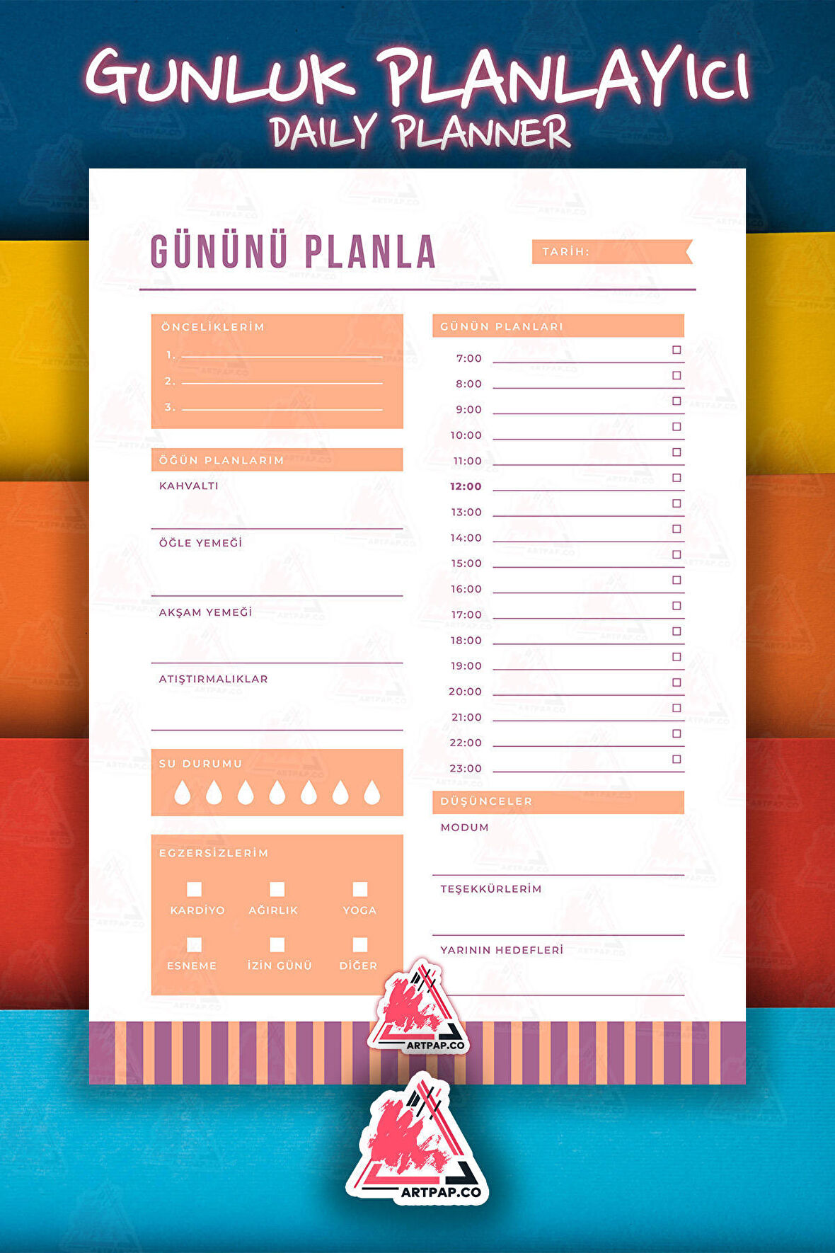 Spor Yemek Beslenme Planlayıcı | Meal Diet Gym Daily, Weekly Alışveriş Planner | A5 50Syf 15*21cm