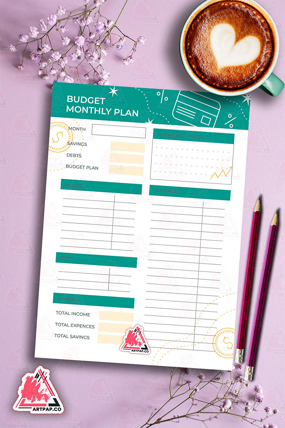 Budget Planner |  Bütçe-Hedef  Planner, Haftalık Ajanda, Aylık Defter | A5 50Syf 