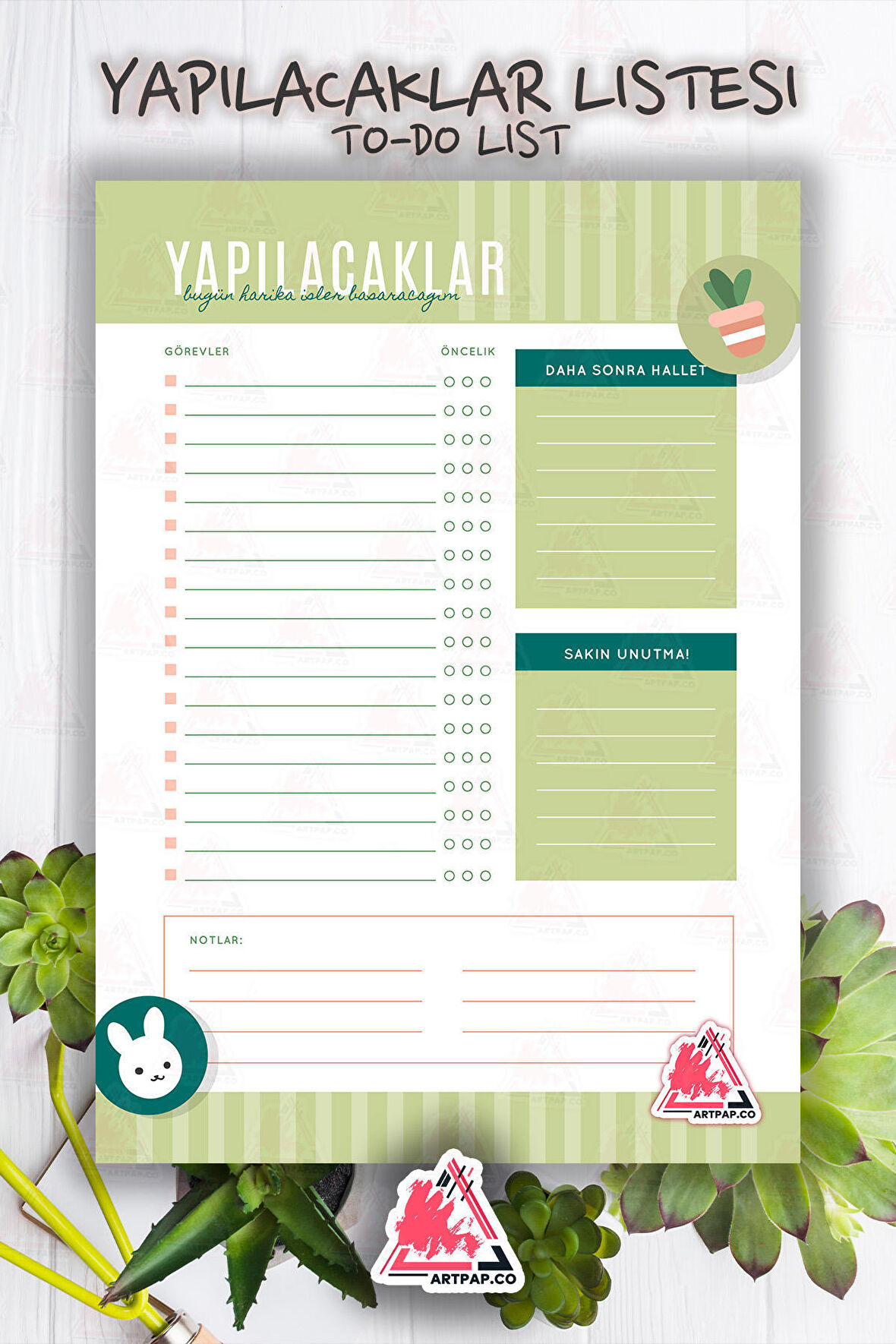 Yapılacaklar Listesi Planlayıcı | To Do List Planner, Günlük Hedef, Aylık Defter | A5 50Syf 