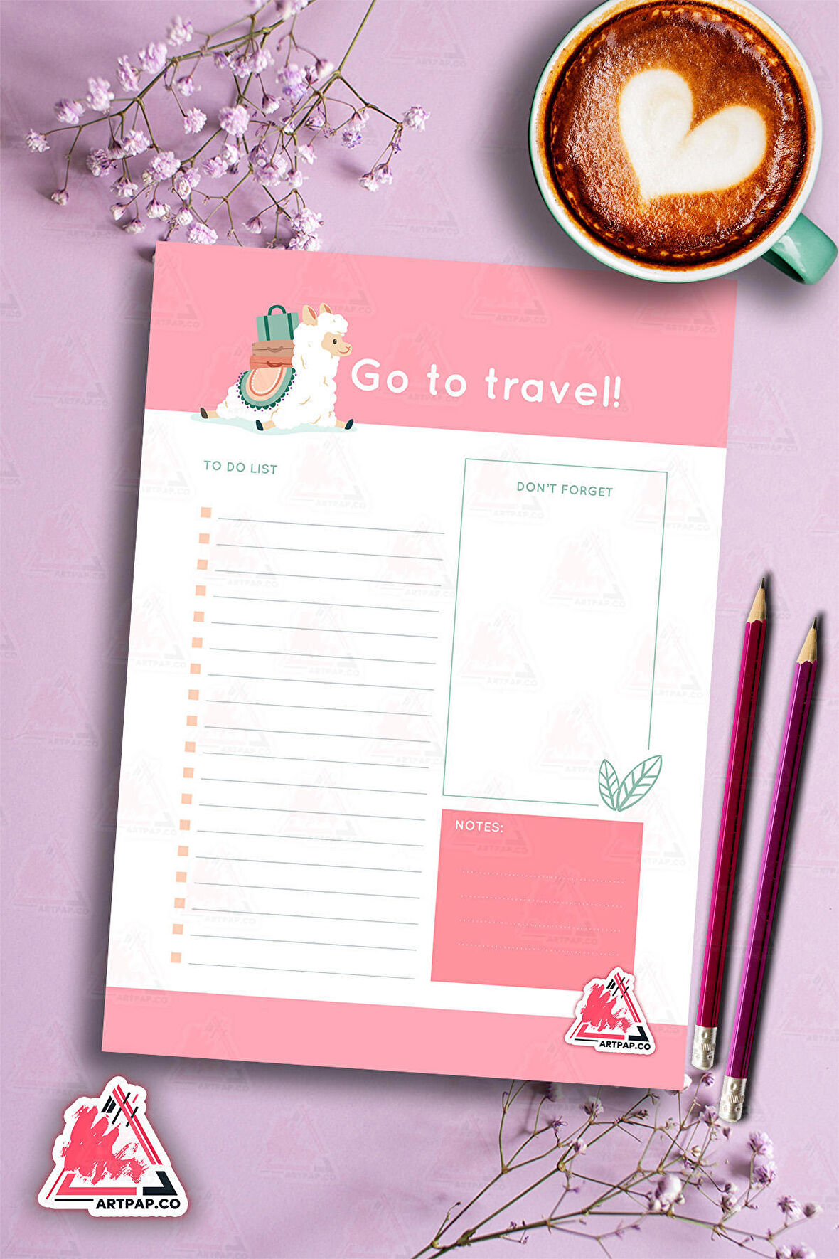 Travel  To Do List Planner | Daily Goals, Tatil Ajanda Planlayıcı| A5 50Syf 15*21cm