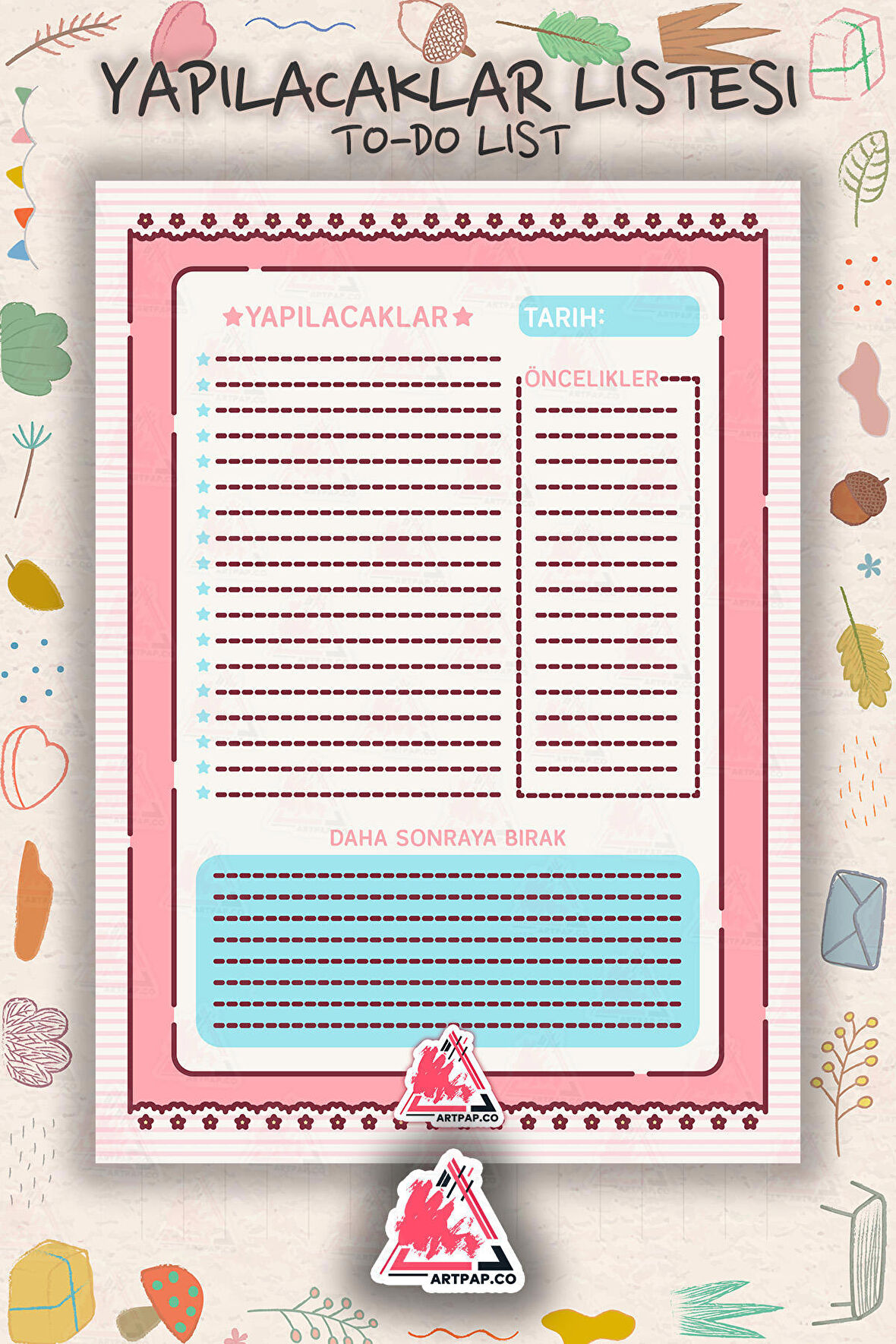 Yapılacaklar Listesi Planlayıcı | To Do List Planner, Günlük Hedef, Aylık Defter | A5 50Syf 