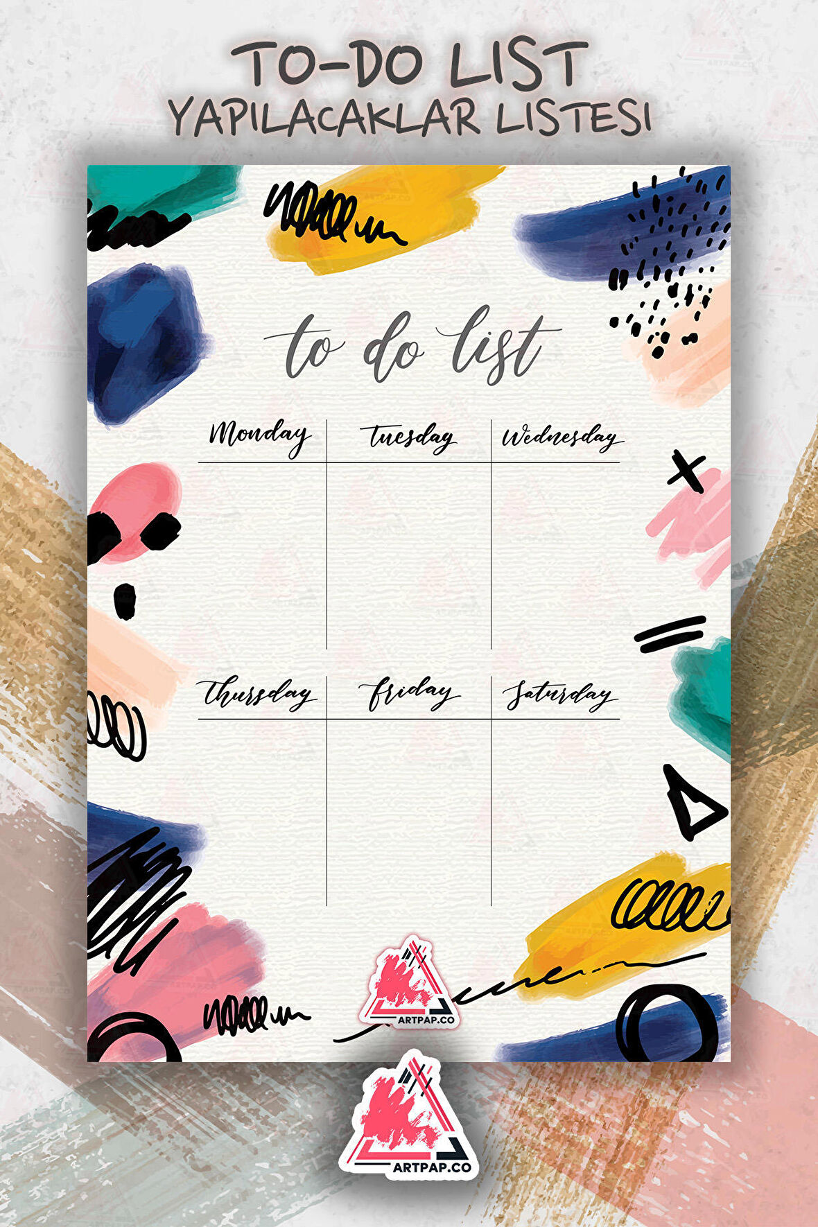 Daily To Do List Planner | Daily Goals, Haftalık Ajanda, Aylık Defter | A5 50Syf 15*21cm