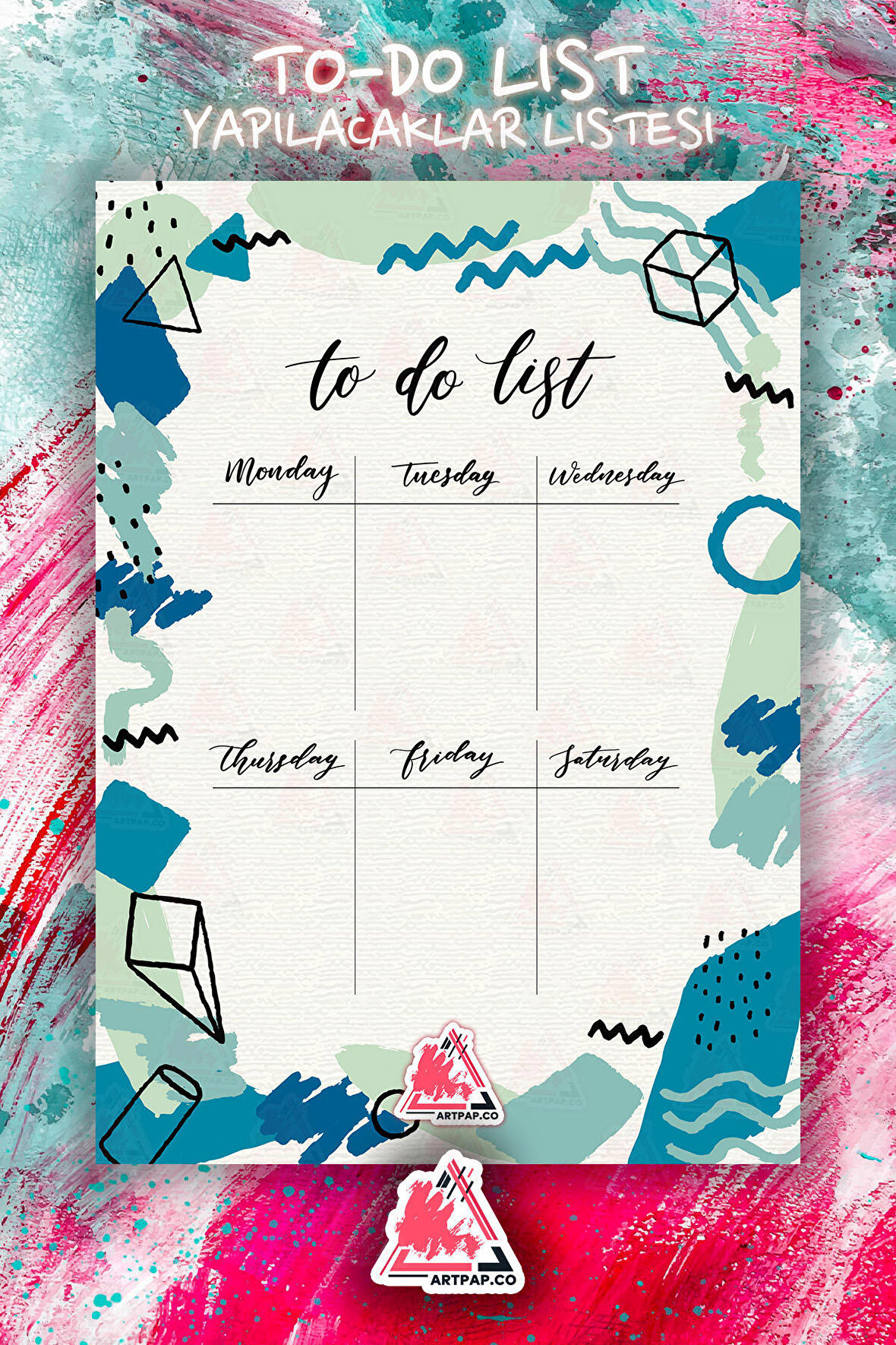 Daily To Do List Planner | Daily Goals, Haftalık Ajanda, Aylık Defter | A5 50Syf 15*21cm