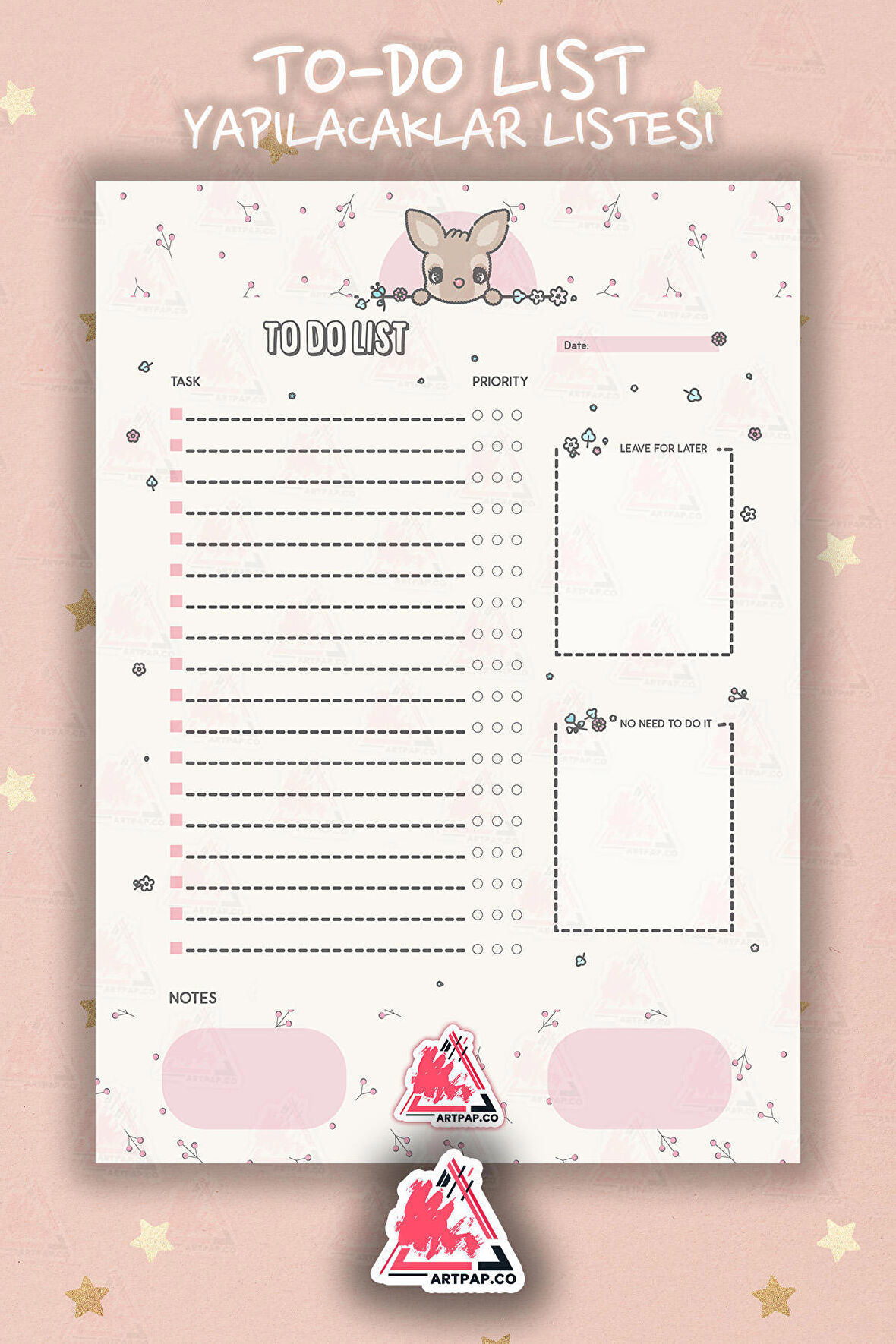 Daily To Do List Planner | Daily Goals, Haftalık Ajanda, Aylık Defter | A5 50Syf 15*21cm