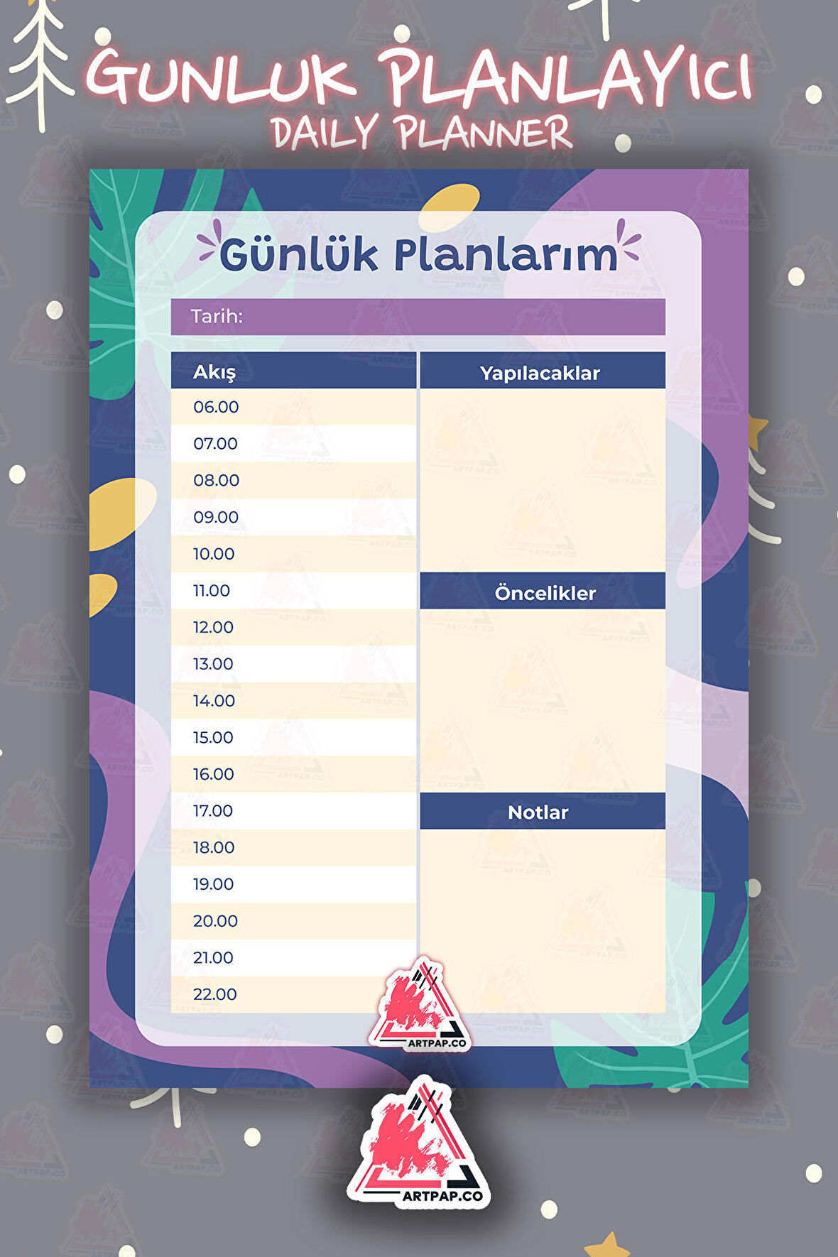 Günlük Planlayıcı Hatırlatıcı | Daily Planner Note, Haftalık Ajanda, Aylık Defter | A5 50Syf 15*21cm