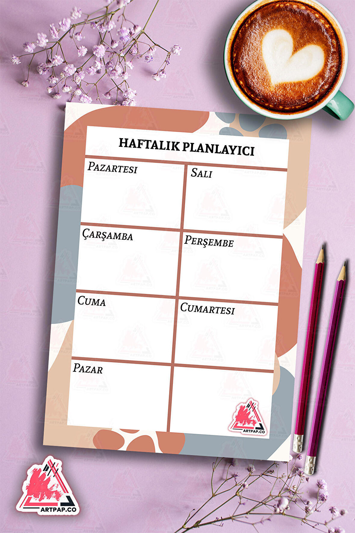 Haftalık Planlayıcı Hatırlatıcı | Weekly Planner Note, Günlük Ajanda,Aylık Defter | A5 50Syf 15*21cm