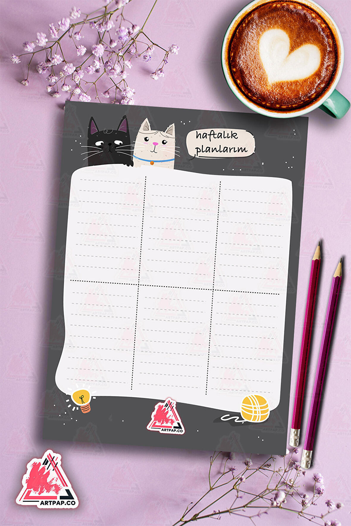 Haftalık Planlayıcı Hatırlatıcı | Weekly Planner Note, Günlük Ajanda,Aylık Defter | A5 50Syf 15*21cm