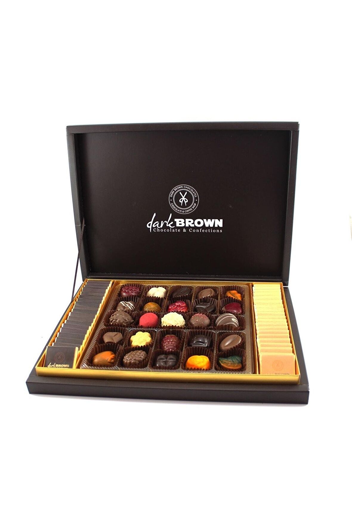 Dark Brown Hediye Çikolata 25 Adet Spesiyel ve Türüf ile 40 Madlen Katkısız Çikolata