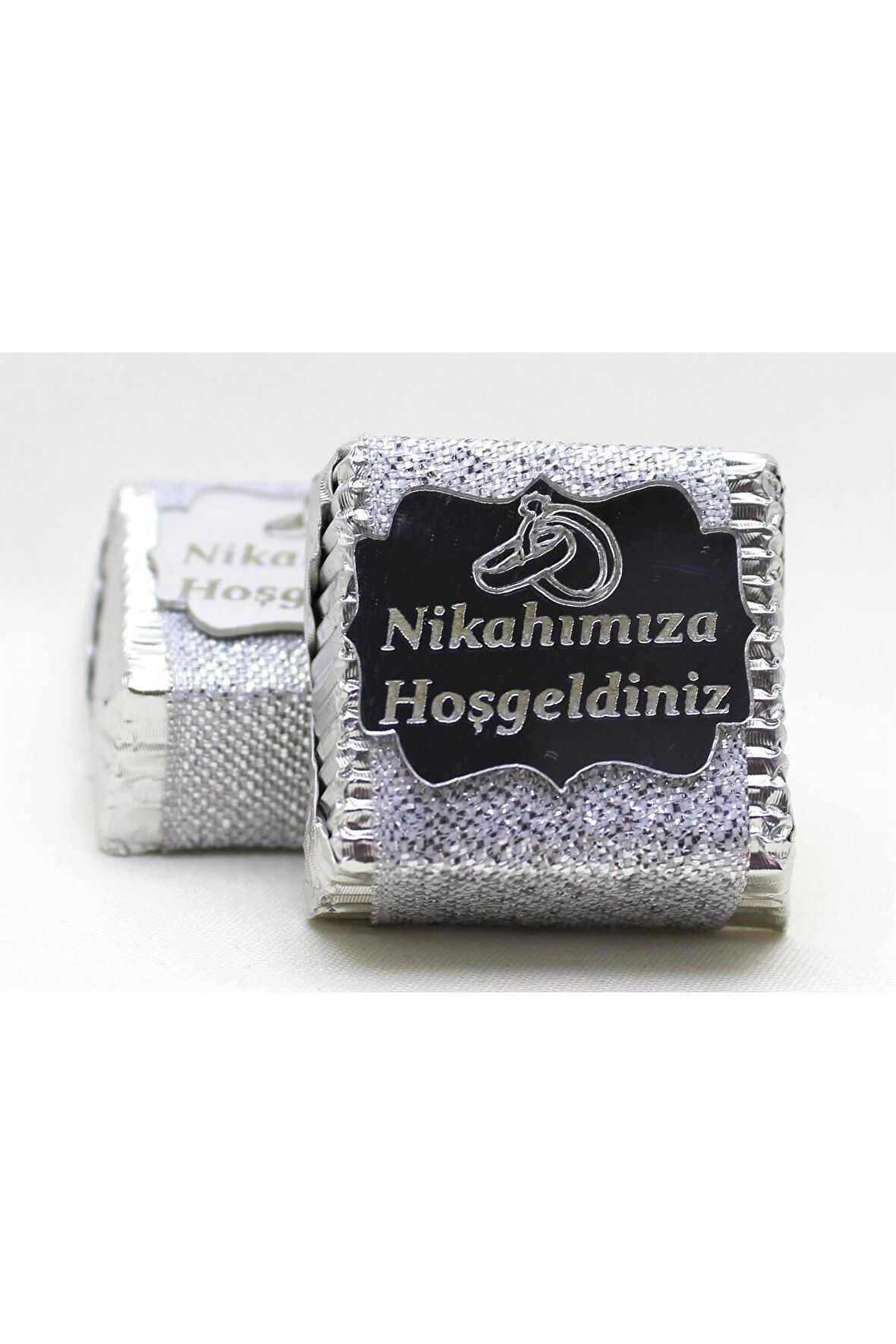 Dark Brown Nikah Çikolatası 48 Adet Hediye Gümüş Renk Sargılı Katkısız Doğal Sütlü, Bitter Çikolata