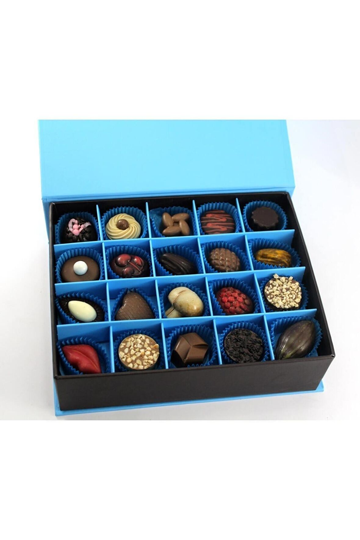 Dark Brown Hediye Mıknatıslı Çikolata Kutusu 20 Türüf Çikola Katkısız El Yapımı Çikolatalar