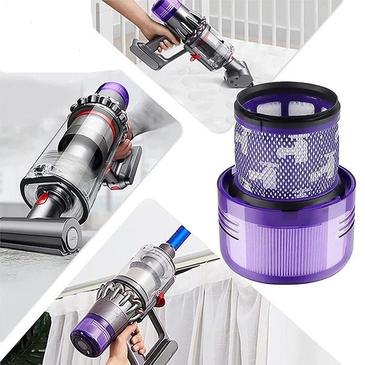 Polham Dyson V11, V15 İle Uyumlu HEPA Filtre, Yıkanabilir Dyson Hepa Filtre, Partikul Tutucu Filtre