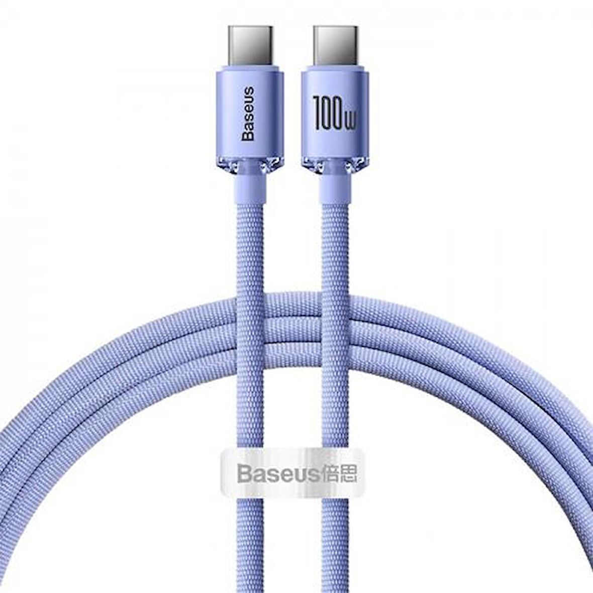 BASEUS 1.2mt Led Işıklı Örgülü 100W Type-C to Type-C Hızlı Şarj Kablosu Samsung Huawei Şarj