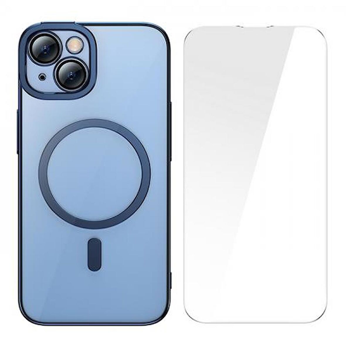 Baseus iPhone 14 Plus Ful Kaplama Kırılmaz Ekran Koruyucu ve Magsafe Kılıf, Air Armor Kılıf,Sararmaz