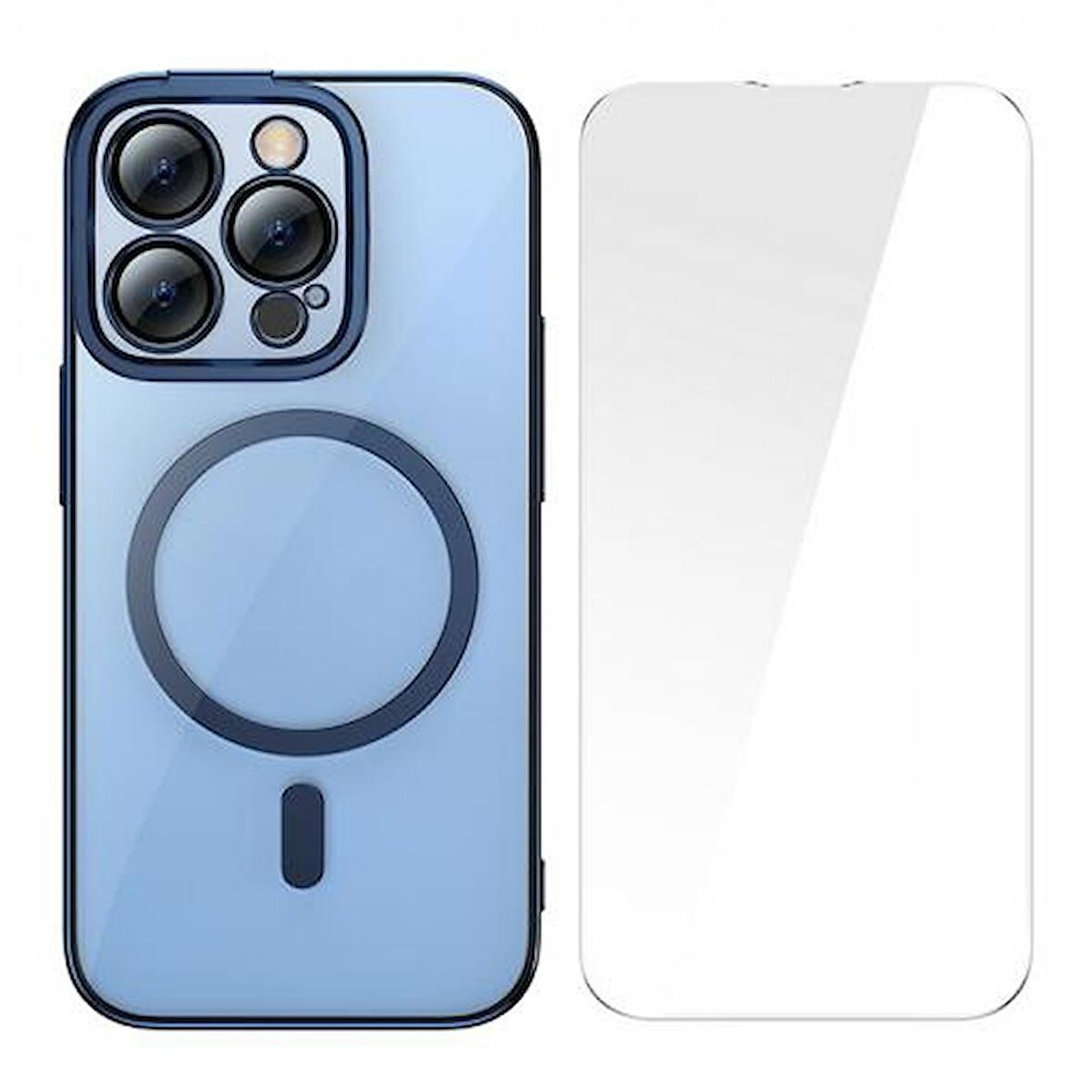Baseus iPhone 14 Pro Max Ful Kaplama Kırılmaz Ekran Koruyucu ve Magsafe Kılıf, Air Armor Kılıf,Sararmaz