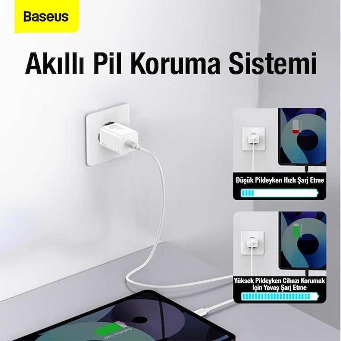 Baseus Type-C 30 Watt Hızlı Şarj Aleti Beyaz