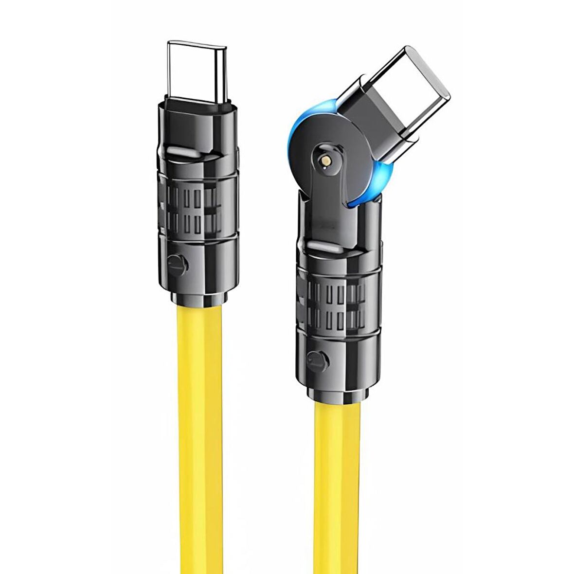 Polham Süper Hızlı Ucu Dönebilen 1.2MT 60W Type-C to Type C Şarj Data Kablosu, Süper Sağlam Akım ve Voltaj Korumalı