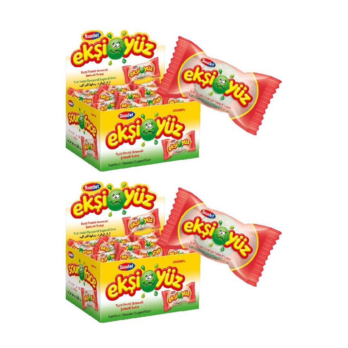 Saadet Ekşiyüz 3.5 Gr x 100 Adet Tutti Frutti Aromalı Sakız 2 Paket