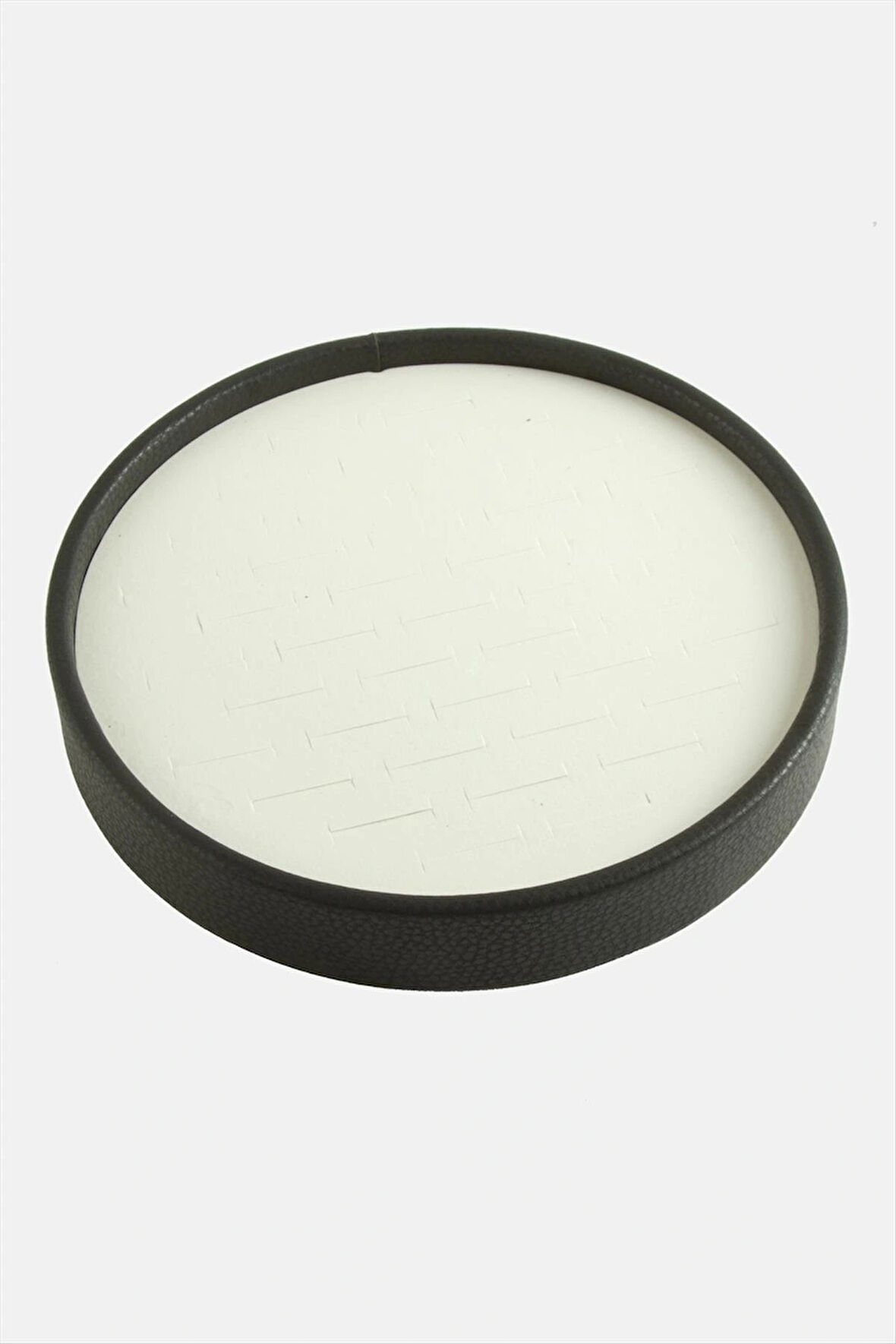 Silindir Model Deri Kumaş Siyah Renk 20/20 cm Batırmalı Yüzük Tablası