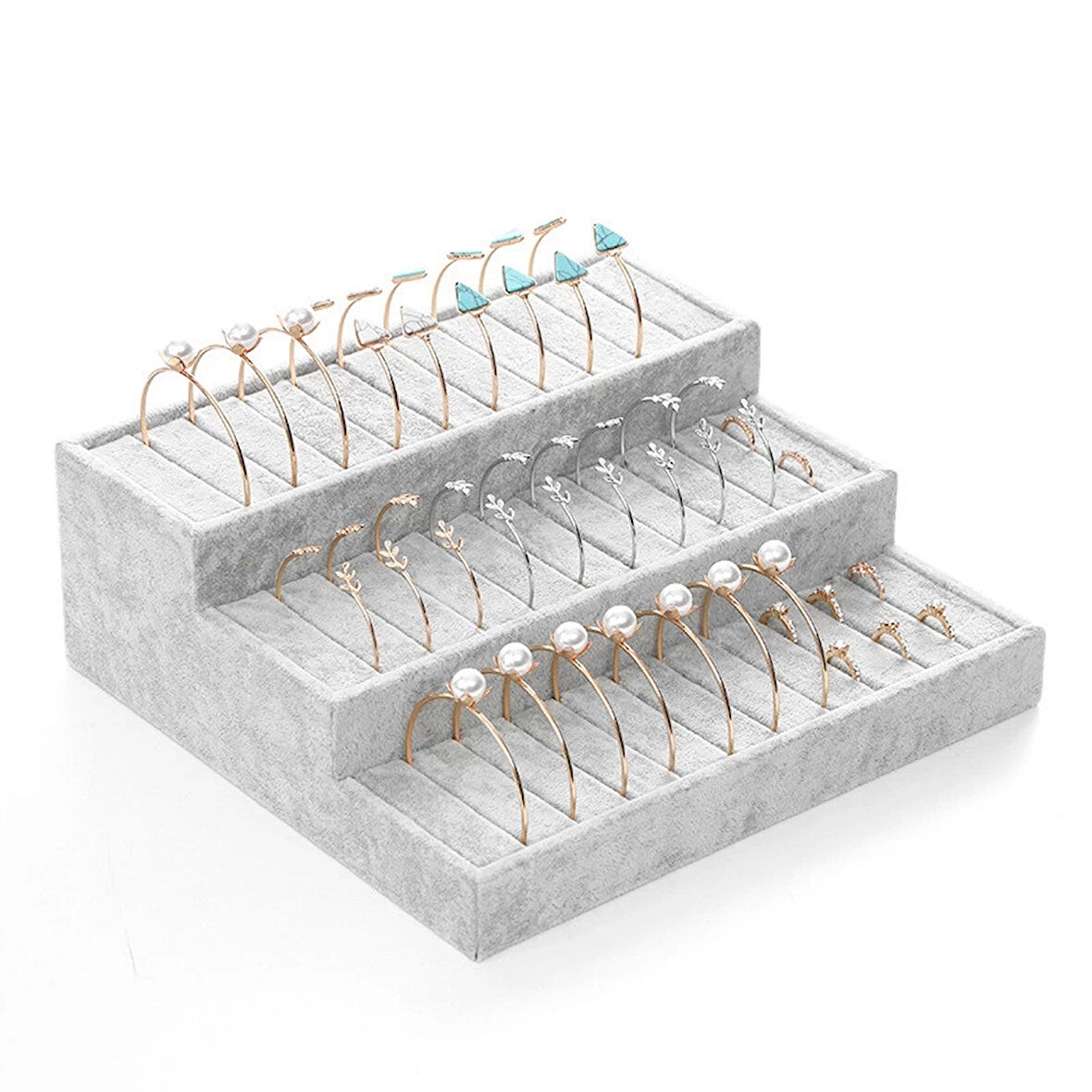 İthal Süet Gri Renk 35/27cm Batırmalı Kelepçe Bileklik Standı