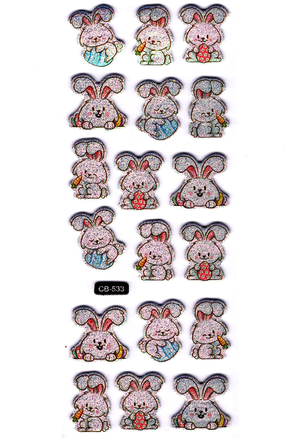 Sticker Kabartmalı Sticker Defter, Planlayıcı Etiket - (cb-533) 16x7 cm- Sevimli Tavşanlar